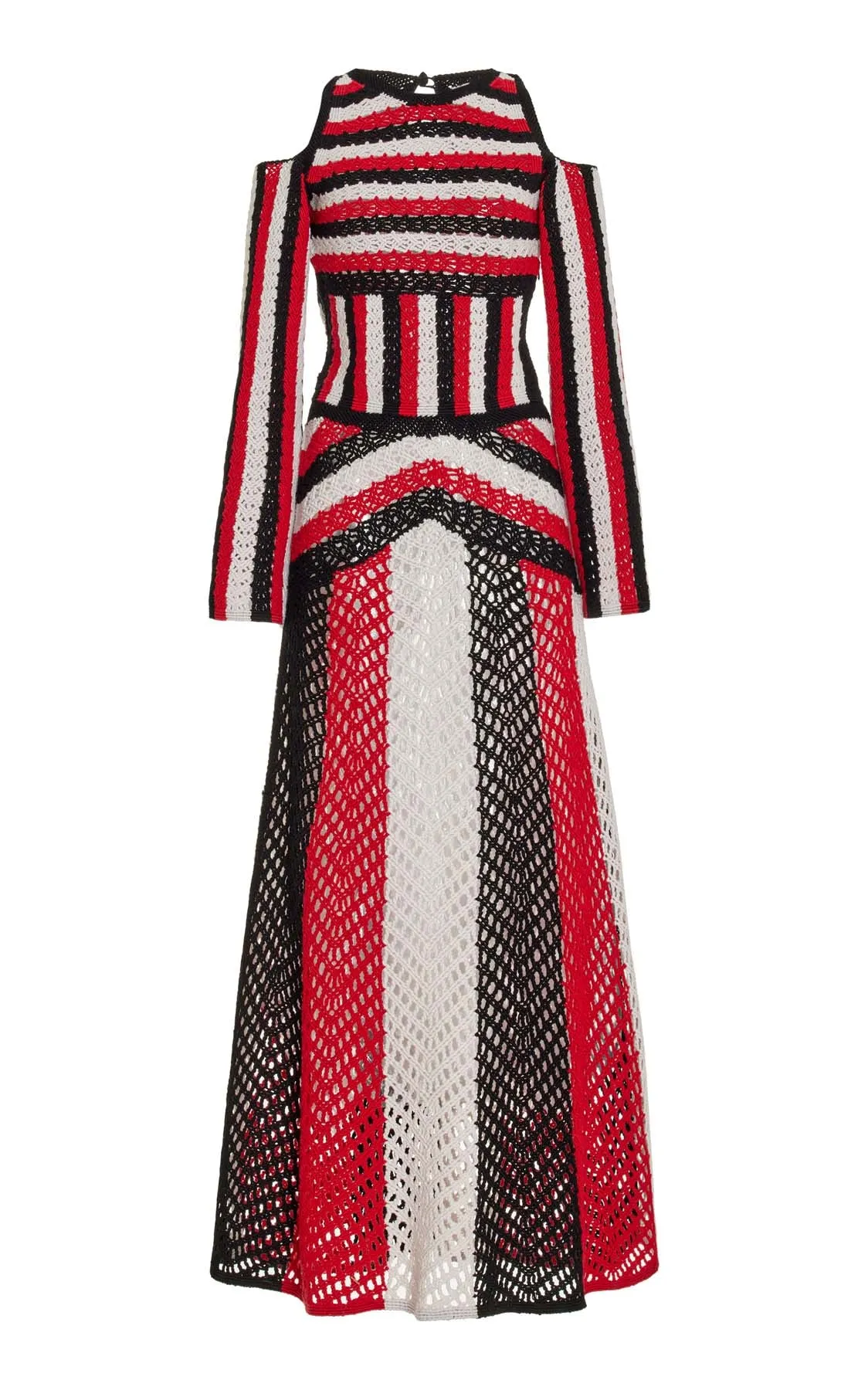 Carr Macrame Dress in Red Multi Wool Strong Denim