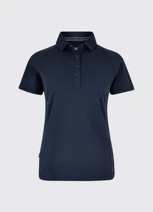 ThermalRegulating Fabric Raw Linen Riviera Women's Technical Polo - Navy