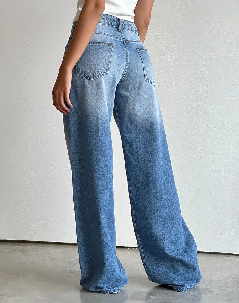 Roomy Extra Wide Low Rise Jeans in Marine Blue Wash Flow Core