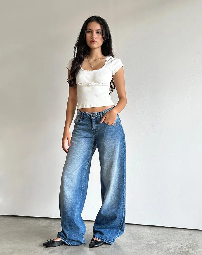 Commute Ease HypoallergenicYarn Roomy Extra Wide Low Rise Jeans in Marine Blue Wash