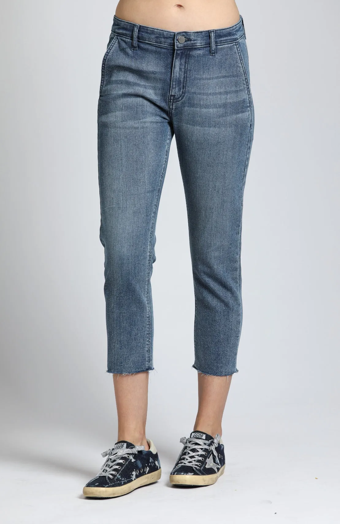 Trouser With Distressed Raw Hem Breathable Stretch Fabric WrinkleResistantClothing