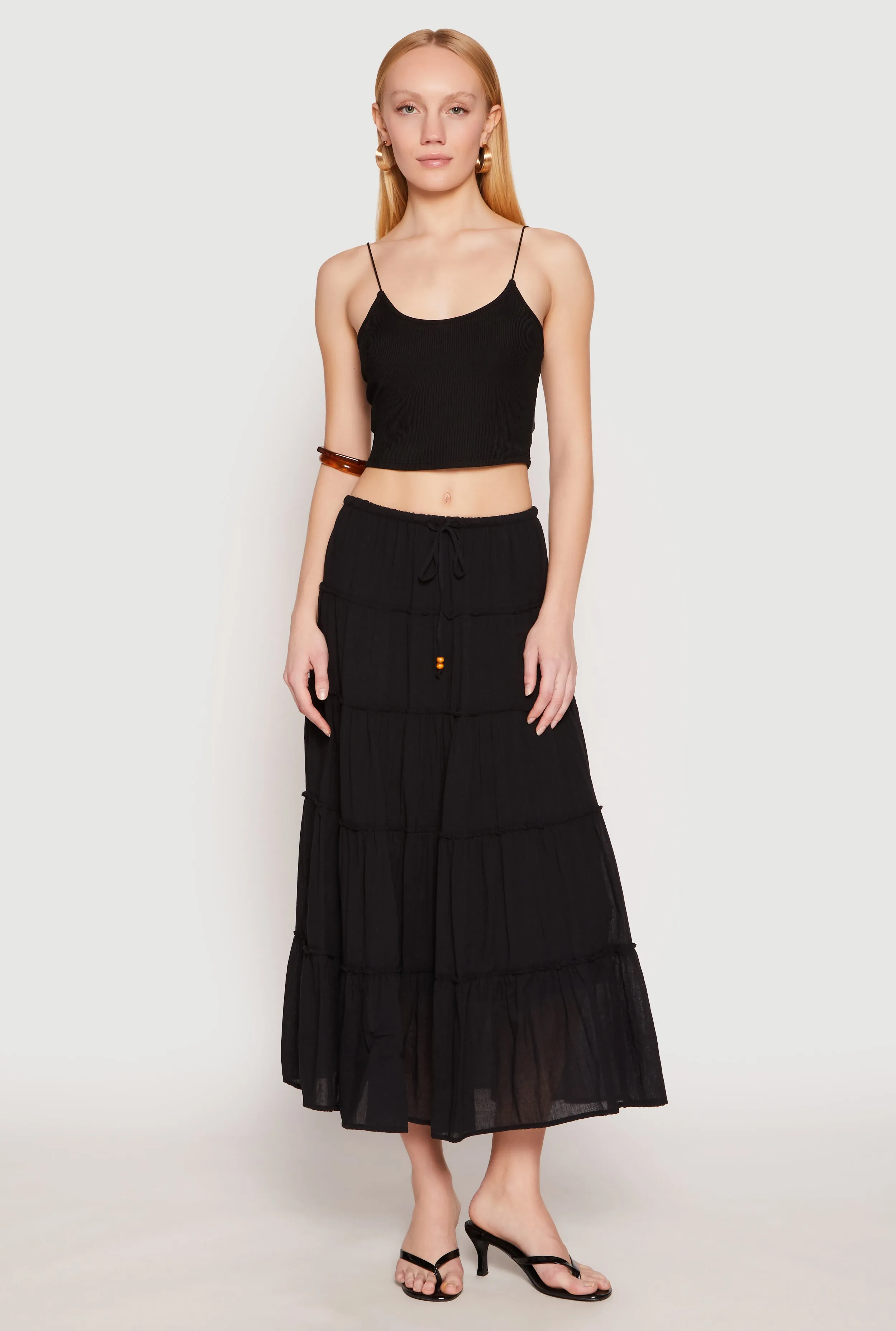 Almost Famous Tiered Skirt Luxury Trim