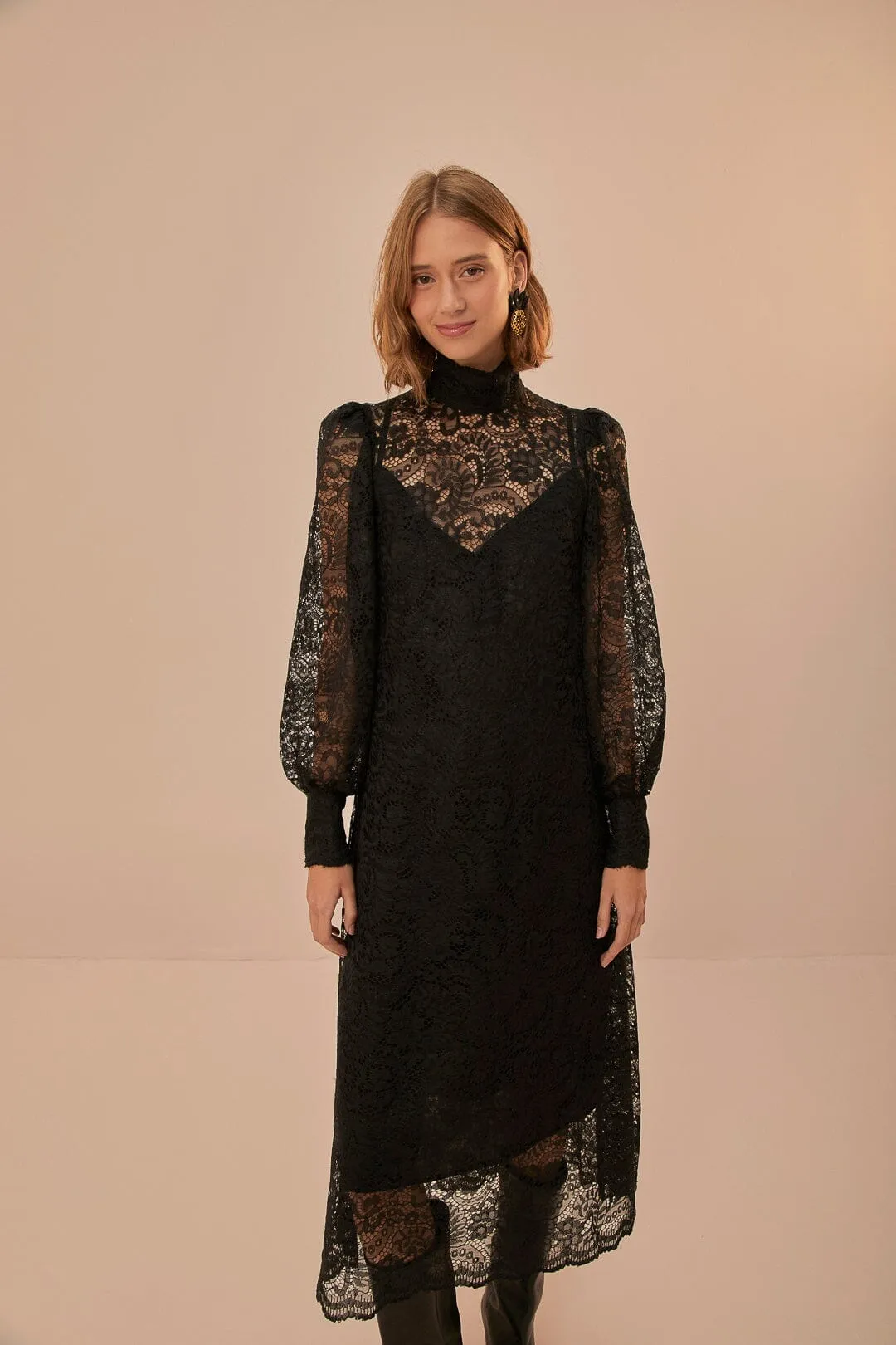Lace Black Midi Dress Quick Ready