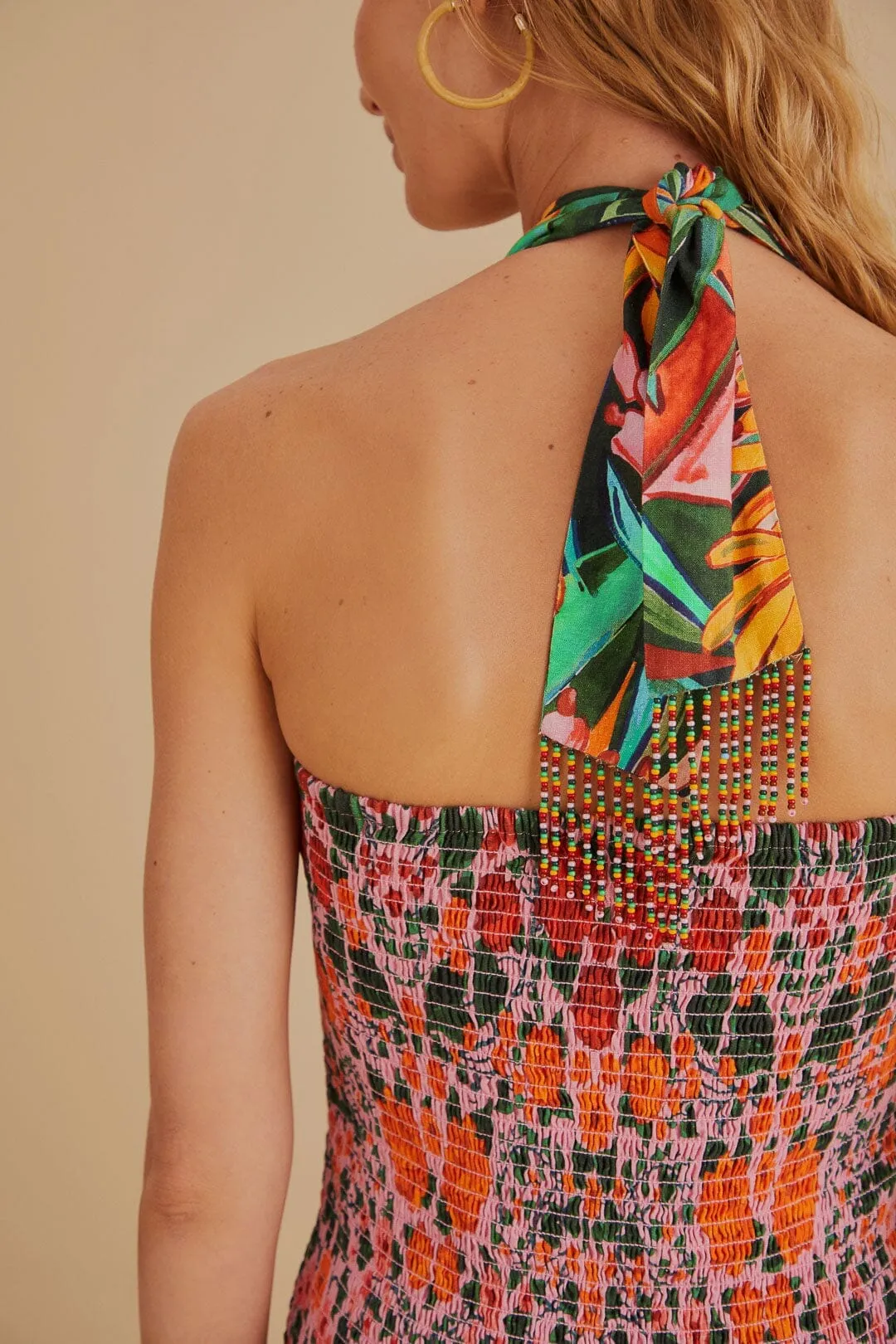 Modern Wardrobe Stylish Silhouettes Mixed Heart Ivy Scarf Sleeveless Midi Dress