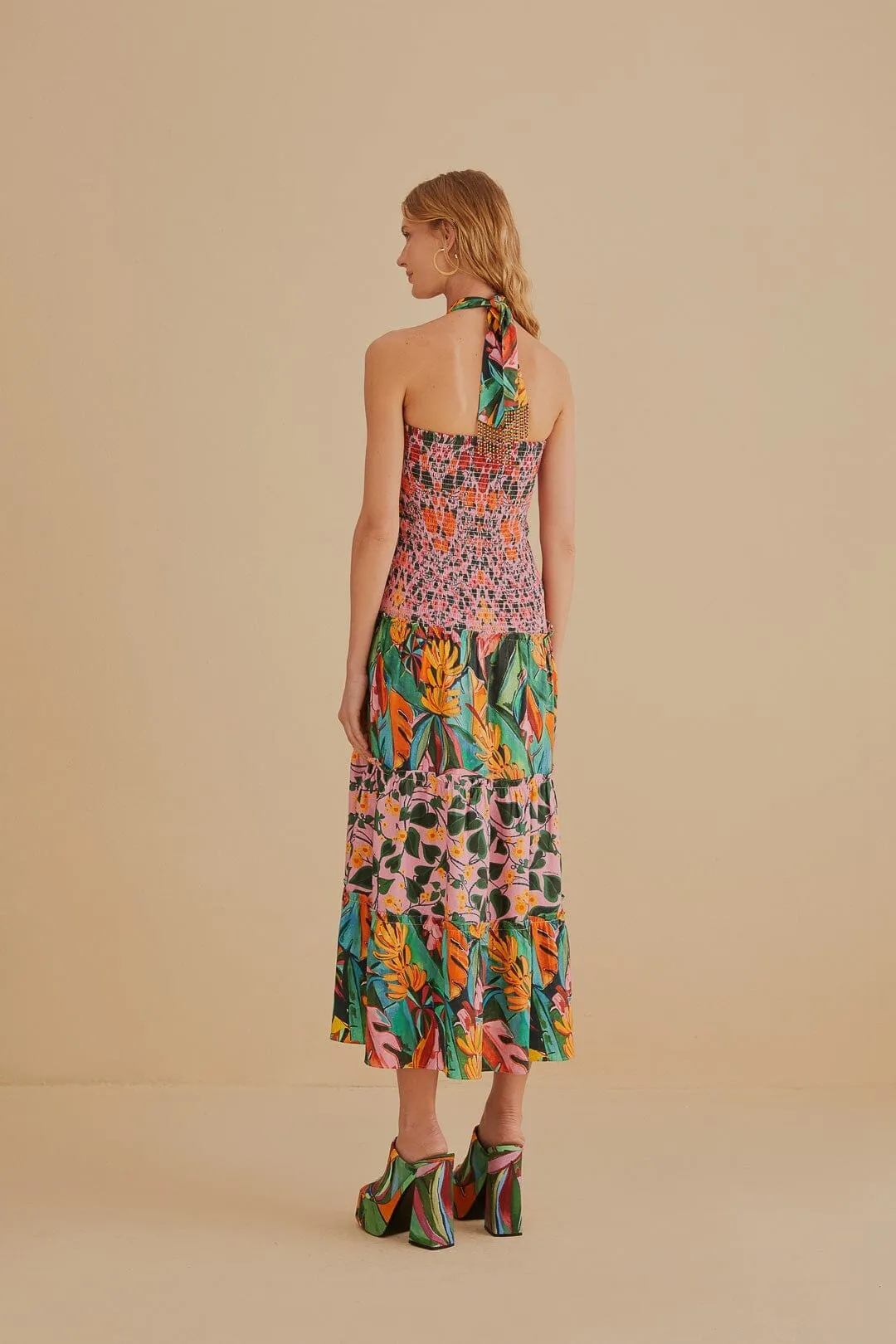 Mixed Heart Ivy Scarf Sleeveless Midi Dress Trendy and Timeless