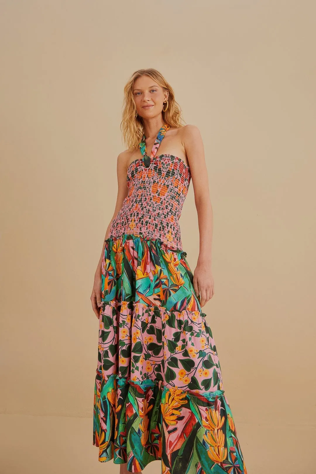 Mixed Heart Ivy Scarf Sleeveless Midi Dress Street Chic