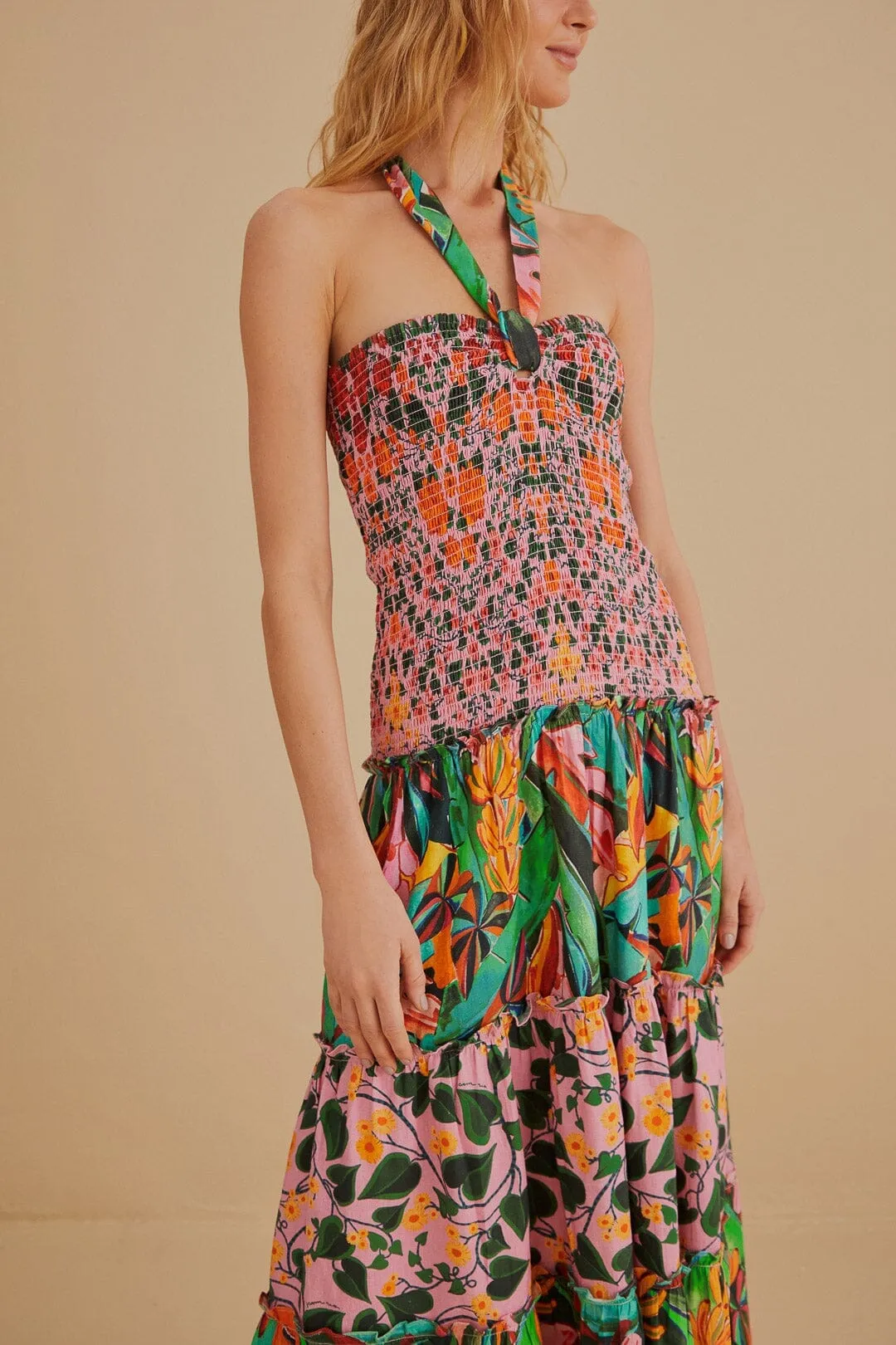 Casual yet dressy midi Mixed Heart Ivy Scarf Sleeveless Midi Dress