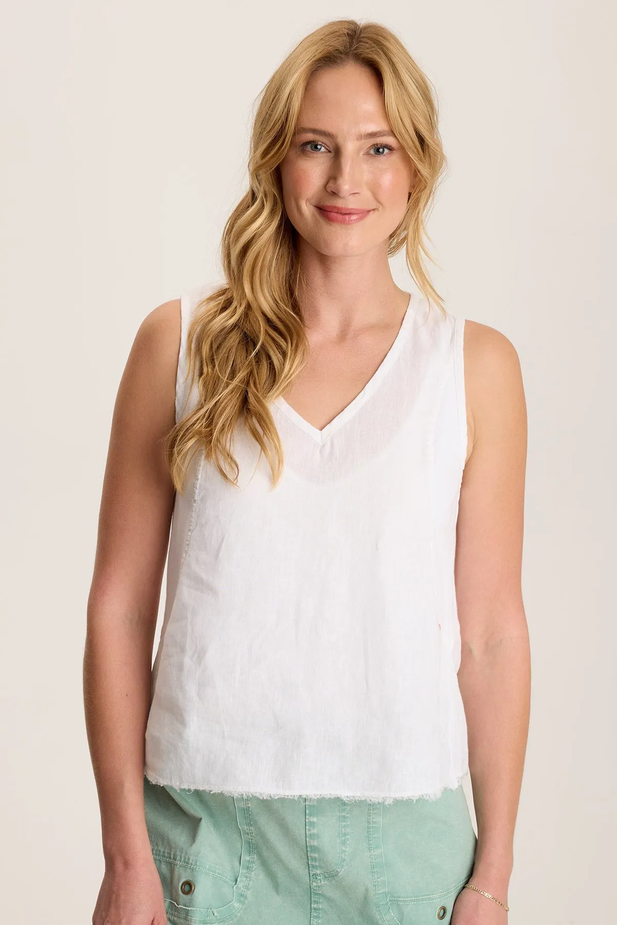 Estine Linen V-Neck Tank Top Wave Core
