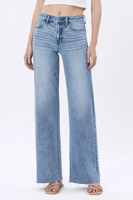 TumbleDry Safe Flying Monkey High Rise Raw Hem Wide Leg Jean