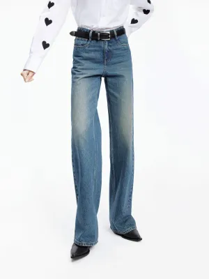 Comfy Cotton Straight Jeans Beach Day Minimalist Style Youth Style
