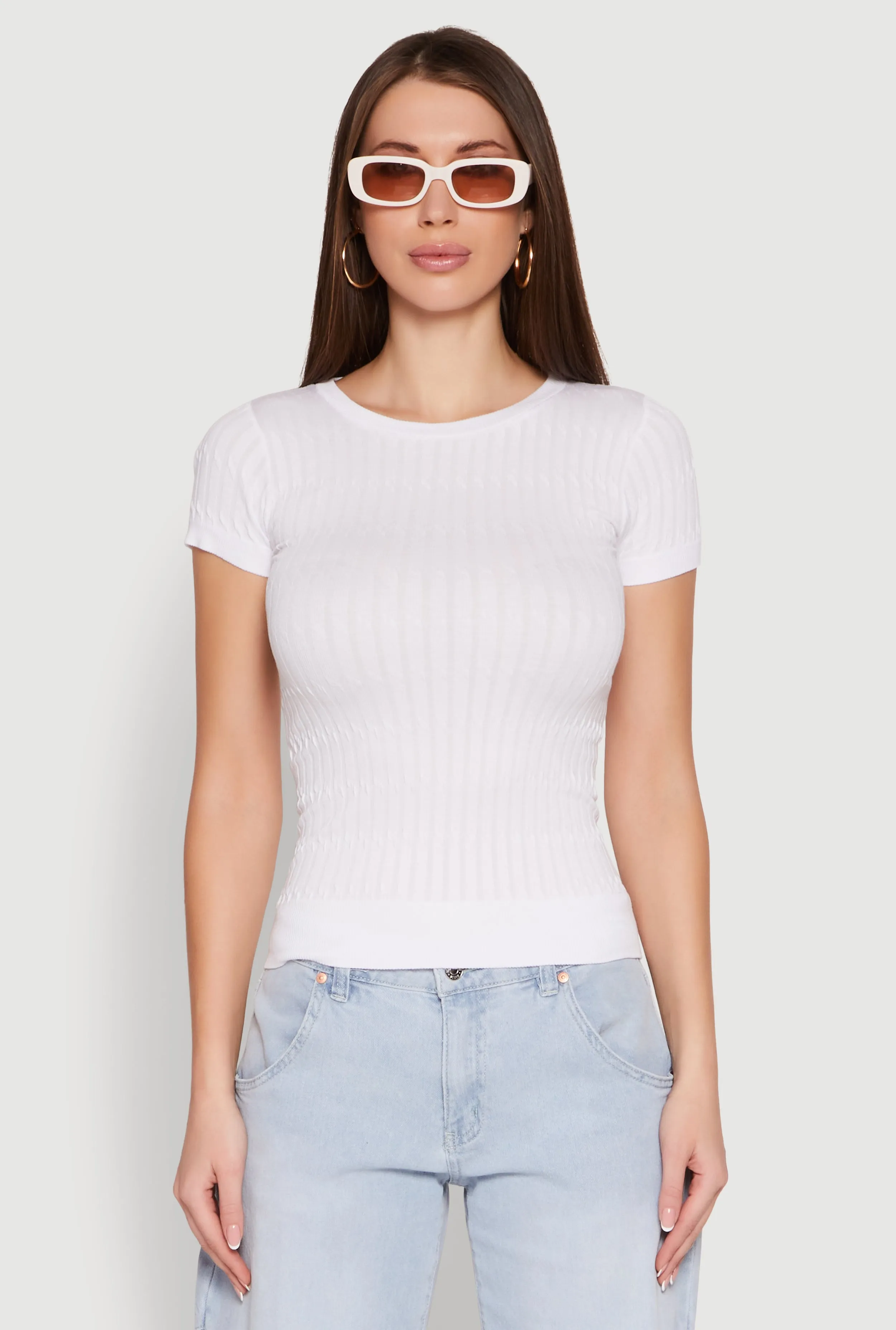 Seamless Crew Neck Short Sleeve Top Outdoor Light