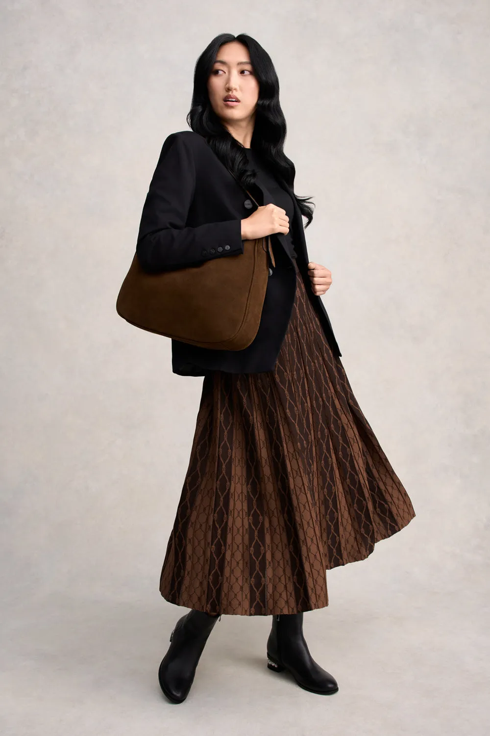 Pleated Knit Skirt - Chocolate & Camel Boutique Exclusive Active Wear