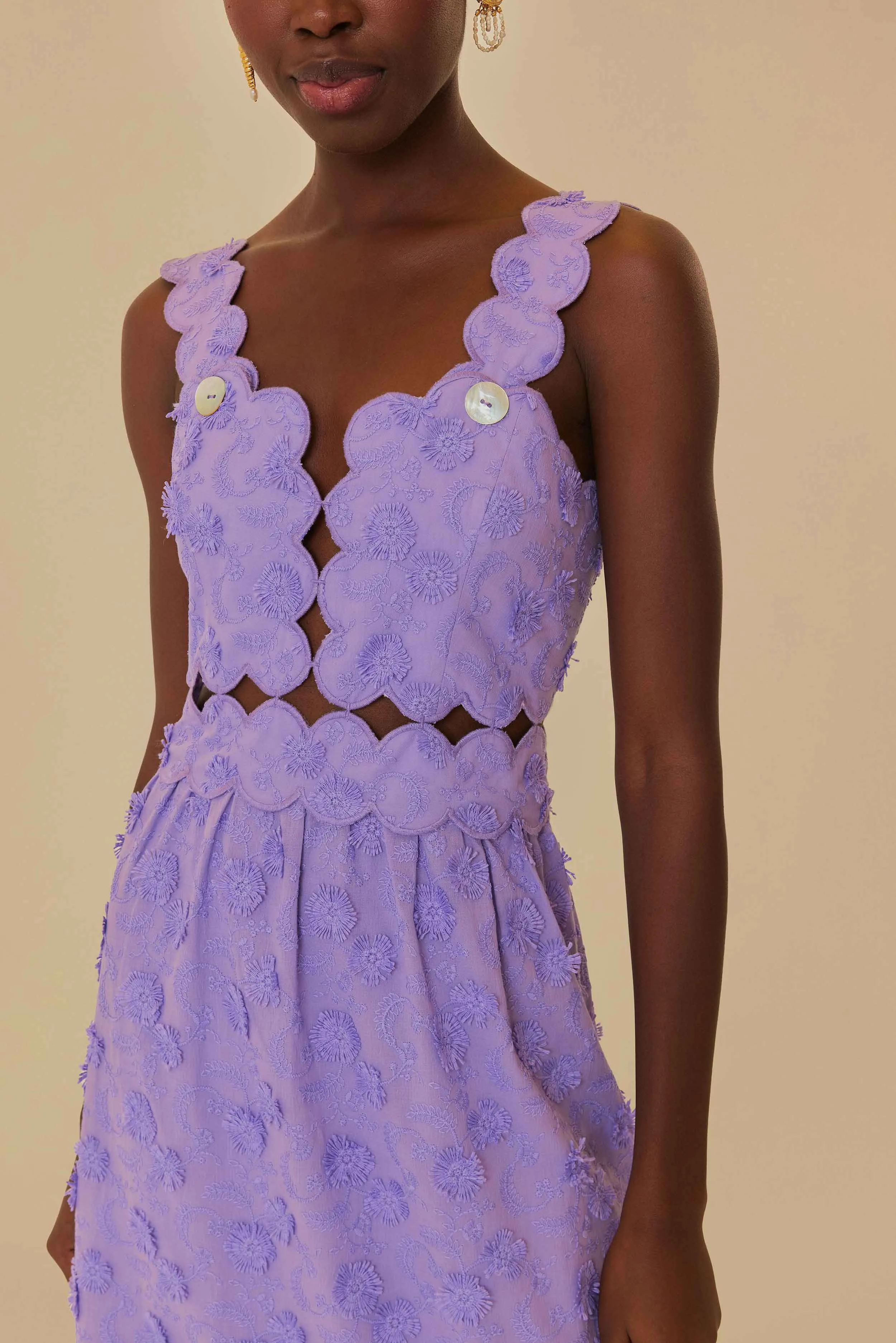 Lilac 3D Flower Sleeveless Midi Dress Busy Mom Emerald Glow