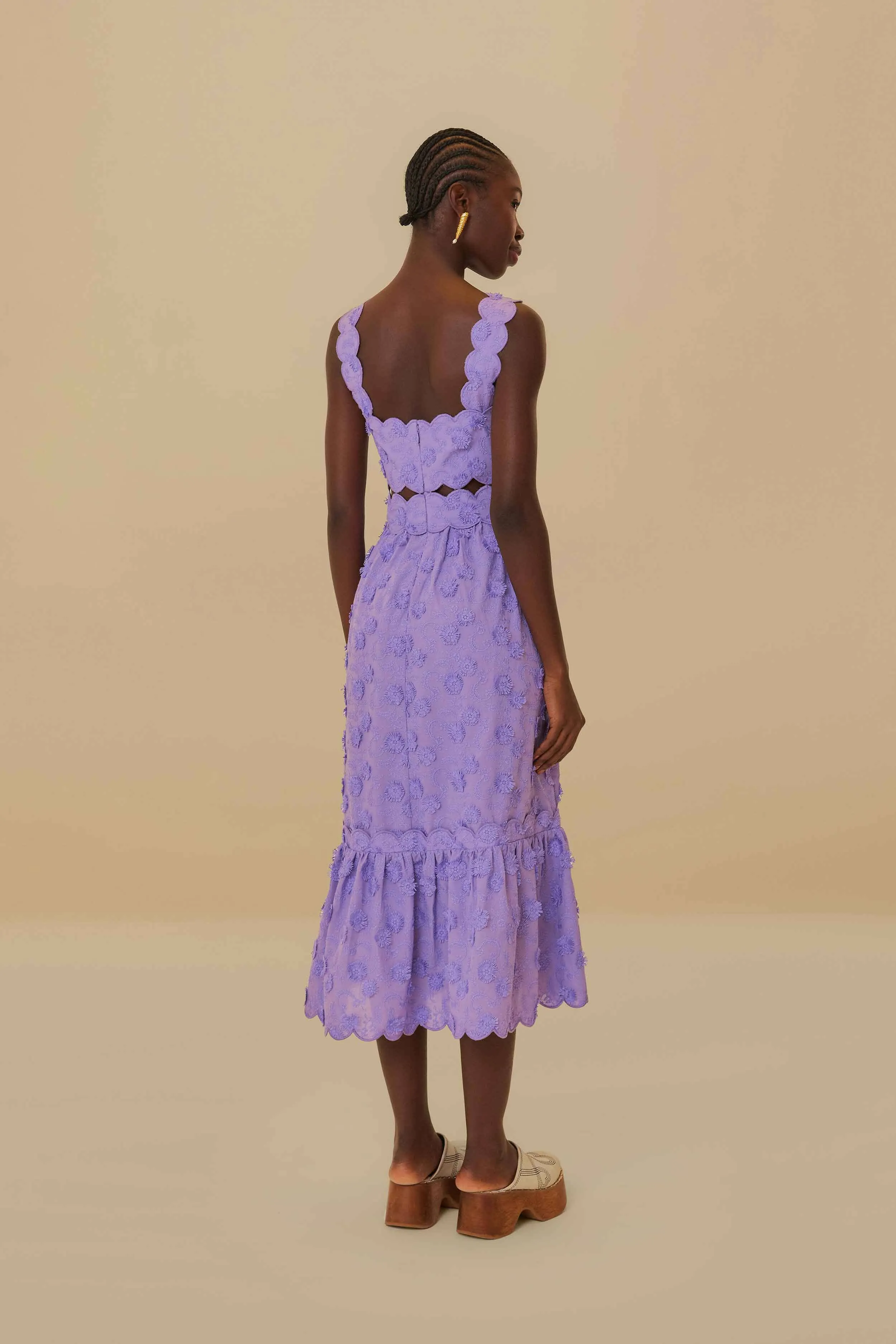 Lilac 3D Flower Sleeveless Midi Dress Effortless Glam