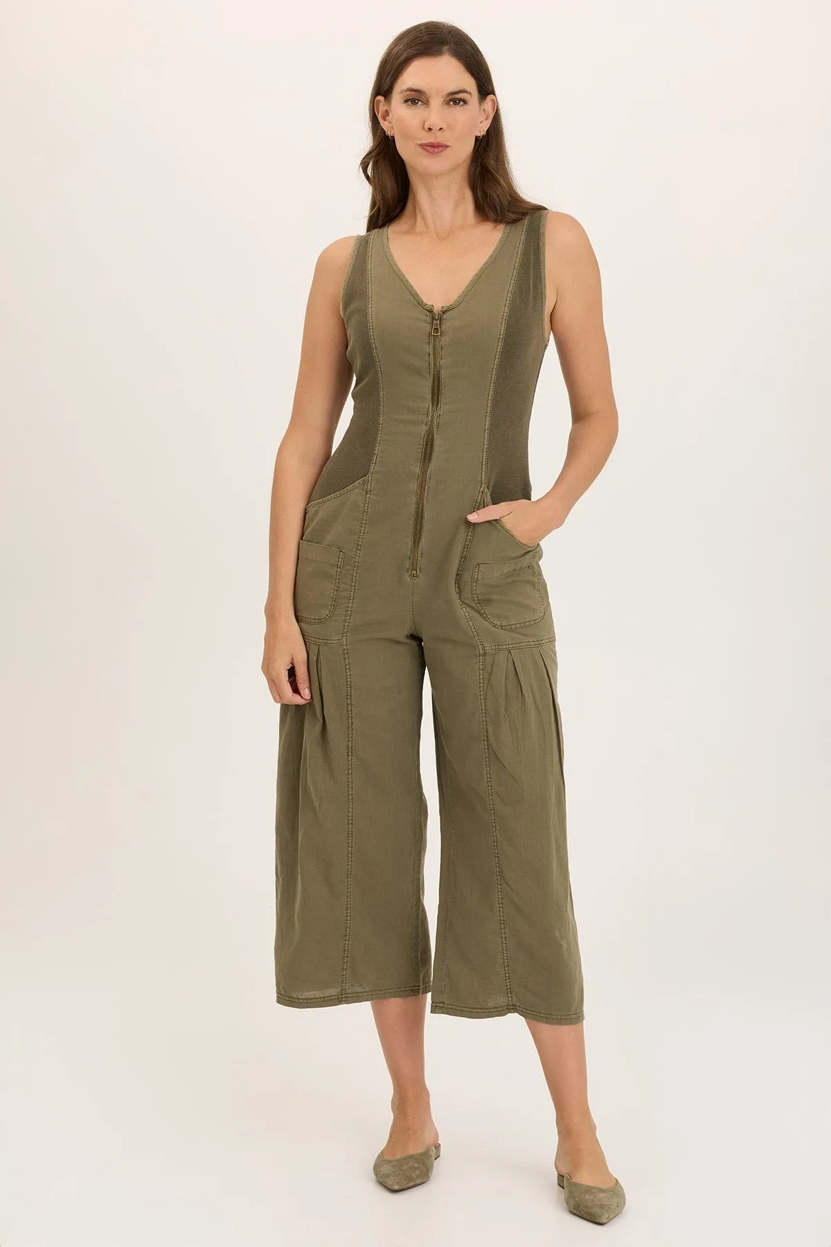 Linen Macgowan Wide Leg Cargo Jumpsuit EcoFriendlyDye World Edge