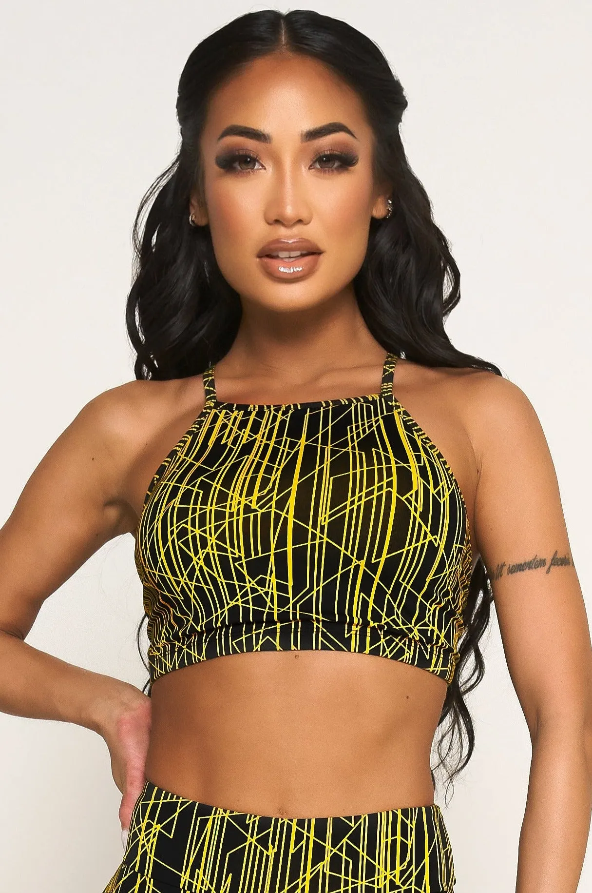 Pulse Criss Cross Crop Top StaticFree Lining Flexible Waistband
