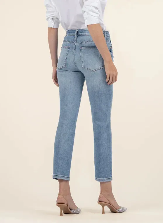 Fire Glow ZeroChafeSeams KUT Rachael High Rise Distressed Mom Jeans
