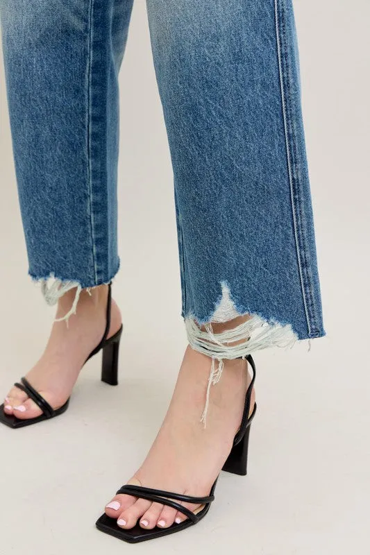Judy Blue Destroy Hem Wide Leg Jeans MoistureControl Lining