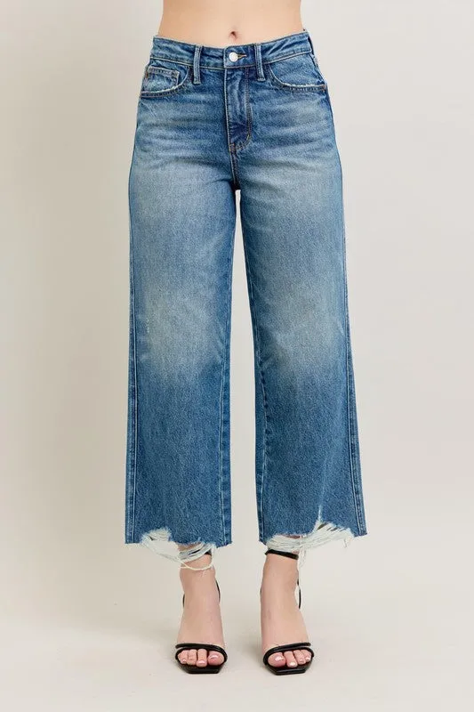Suede Mood Wonder Fit Judy Blue Destroy Hem Wide Leg Jeans