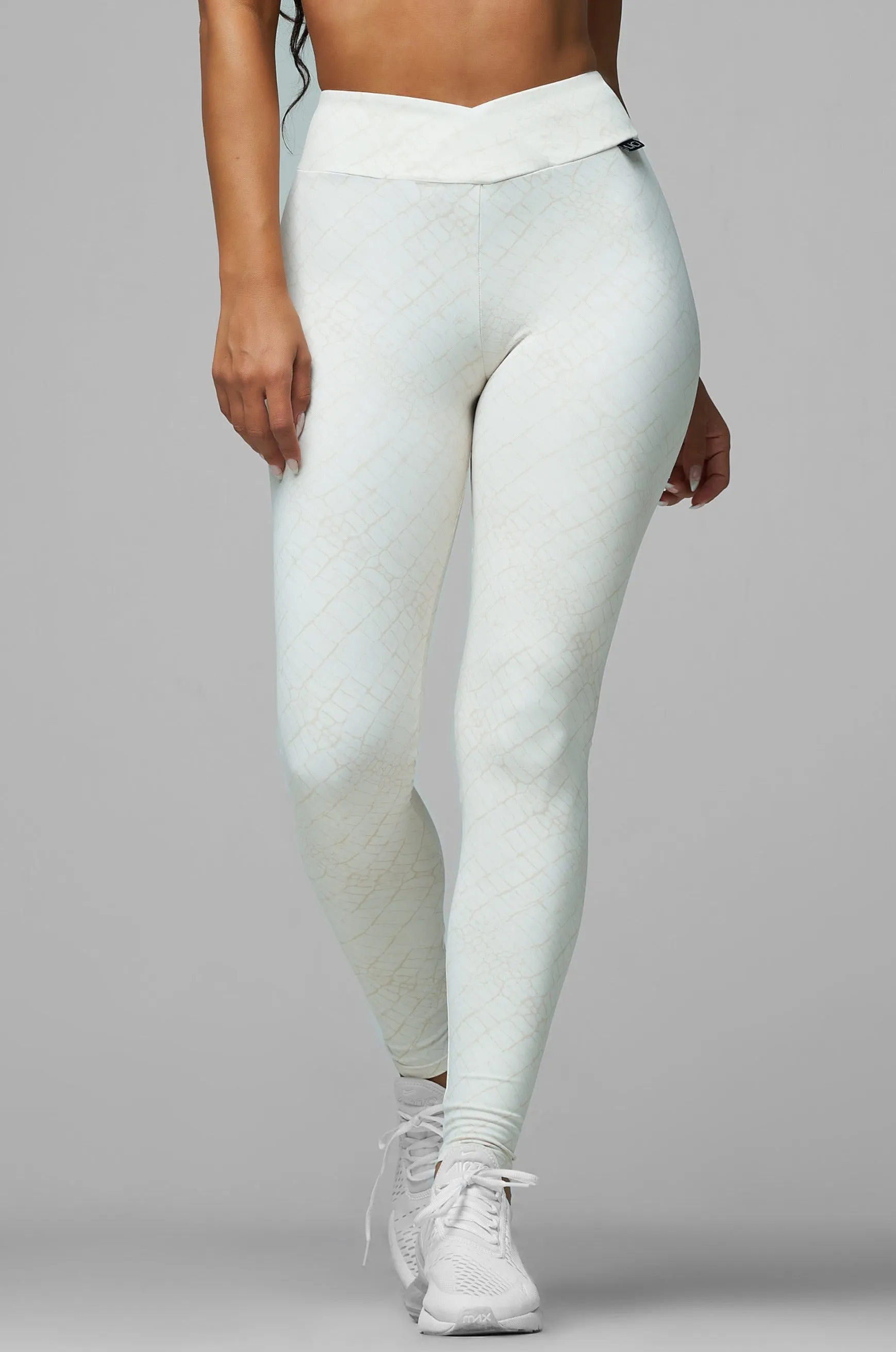 Cream Croc V-Cut Scrunch Legging AI Style