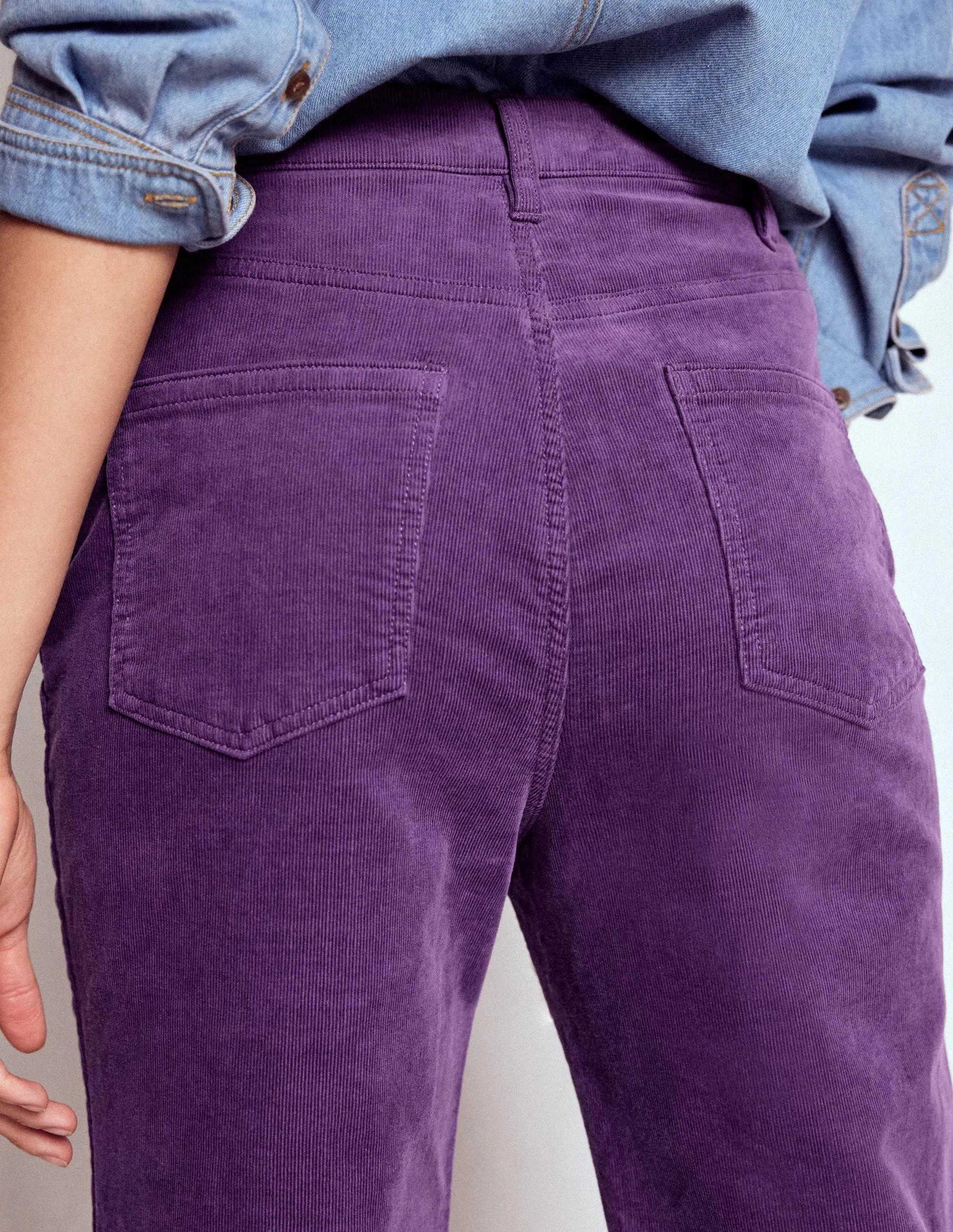 Base Attire Modern Appeal 5-Pocket Cord Kick Jeans-Mystic Purple