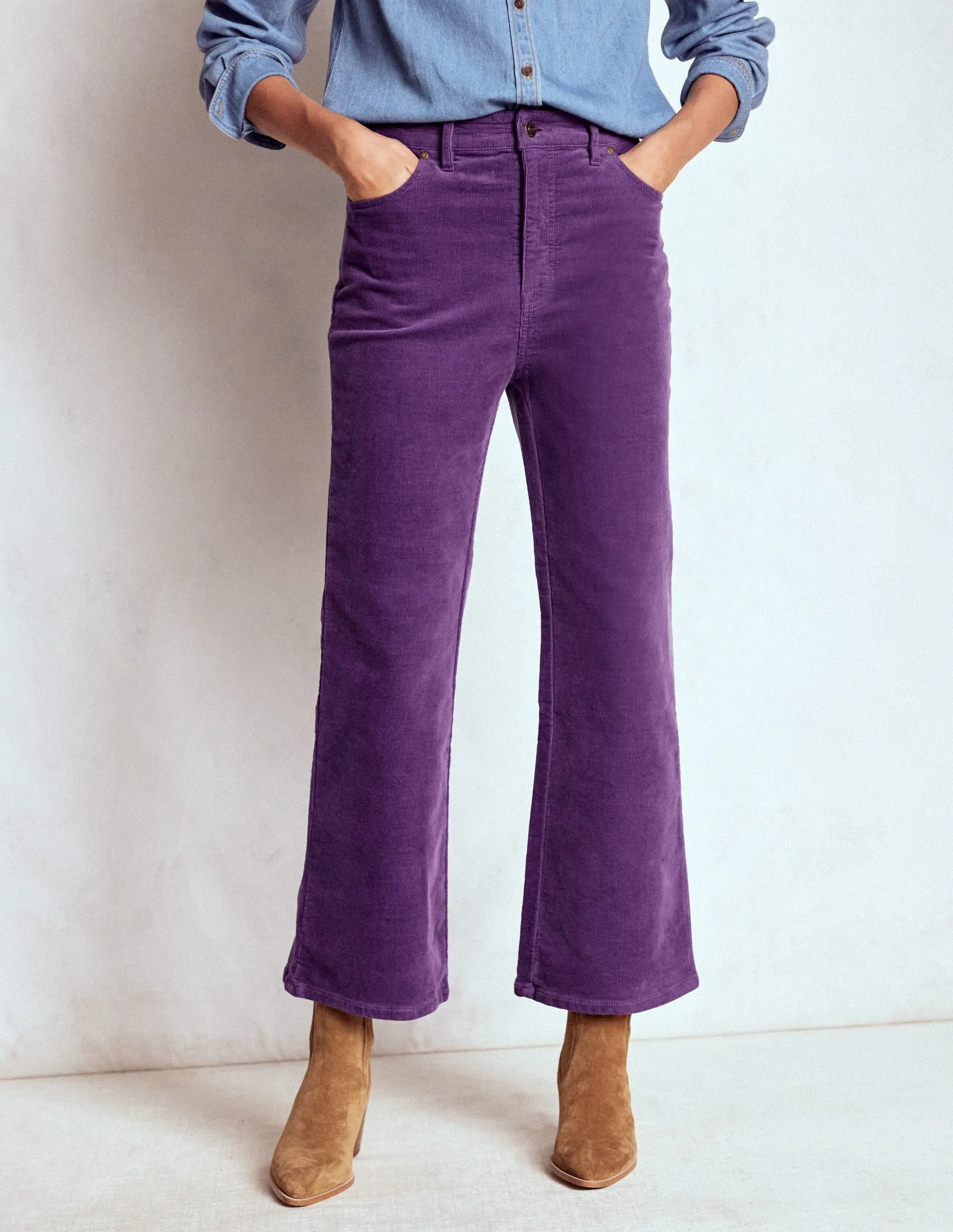 Athlete Fit Holiday Vibes Classic Autumn Days Adult Fashion 5-Pocket Cord Kick Jeans-Mystic Purple