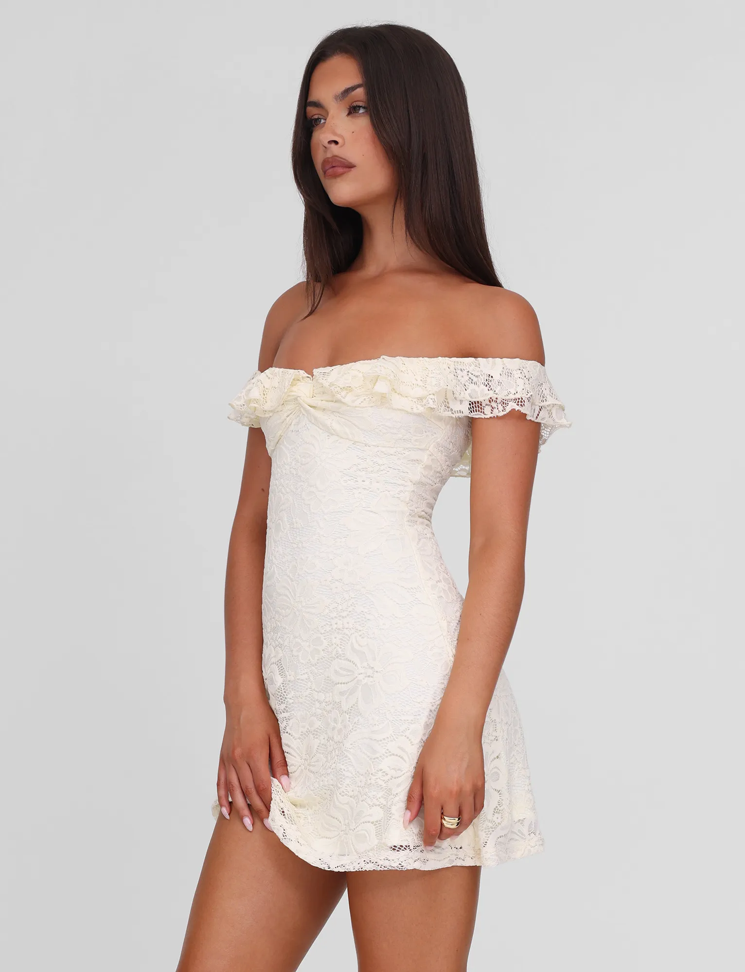 DENALI LACE MINI DRESS - CREAM LACE Easy Fit