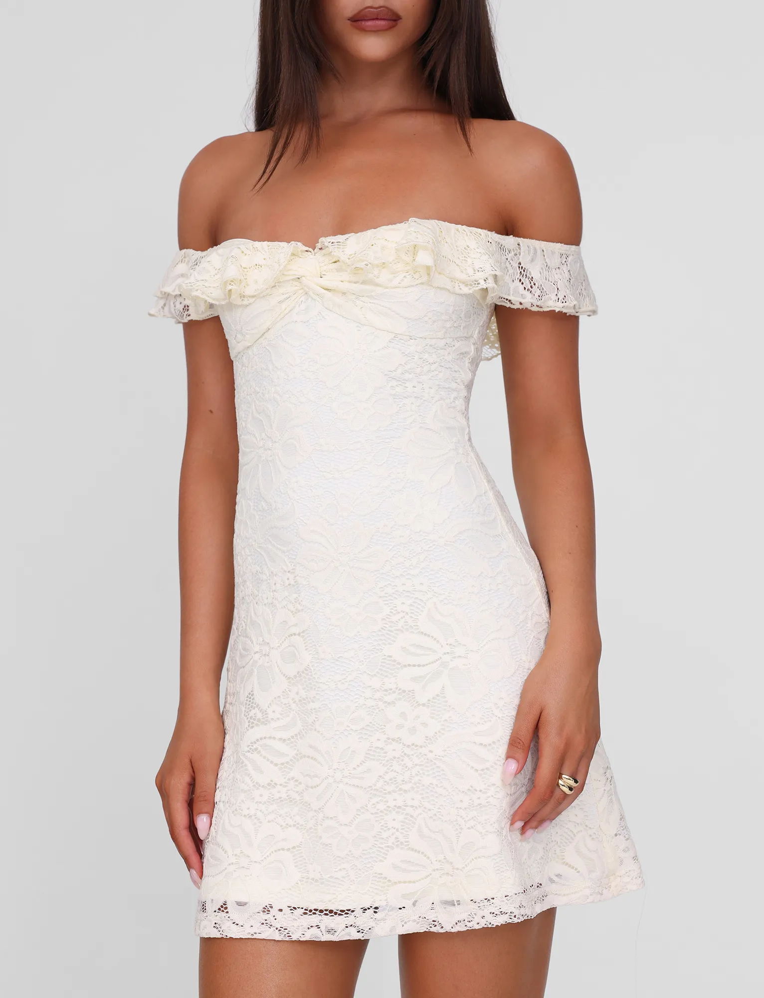 Edge Pop Self Spice DENALI LACE MINI DRESS - CREAM LACE