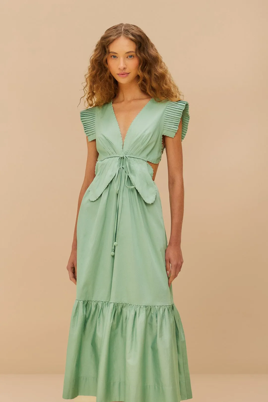 Light Green Butterfly Cut-Out Midi Dress Grace Mood