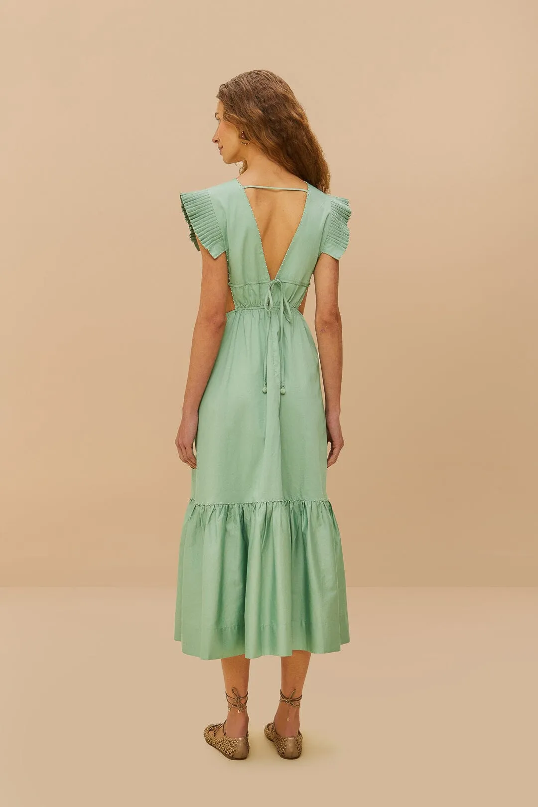 Stylish Essentials Light Green Butterfly Cut-Out Midi Dress
