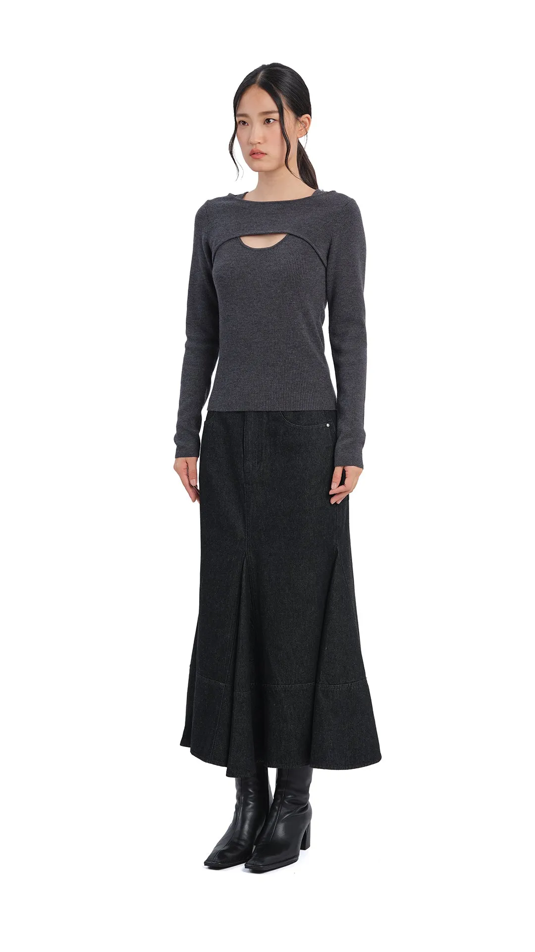 Denim Fishtail Skirt Aesthetic Fit Tear Resistant