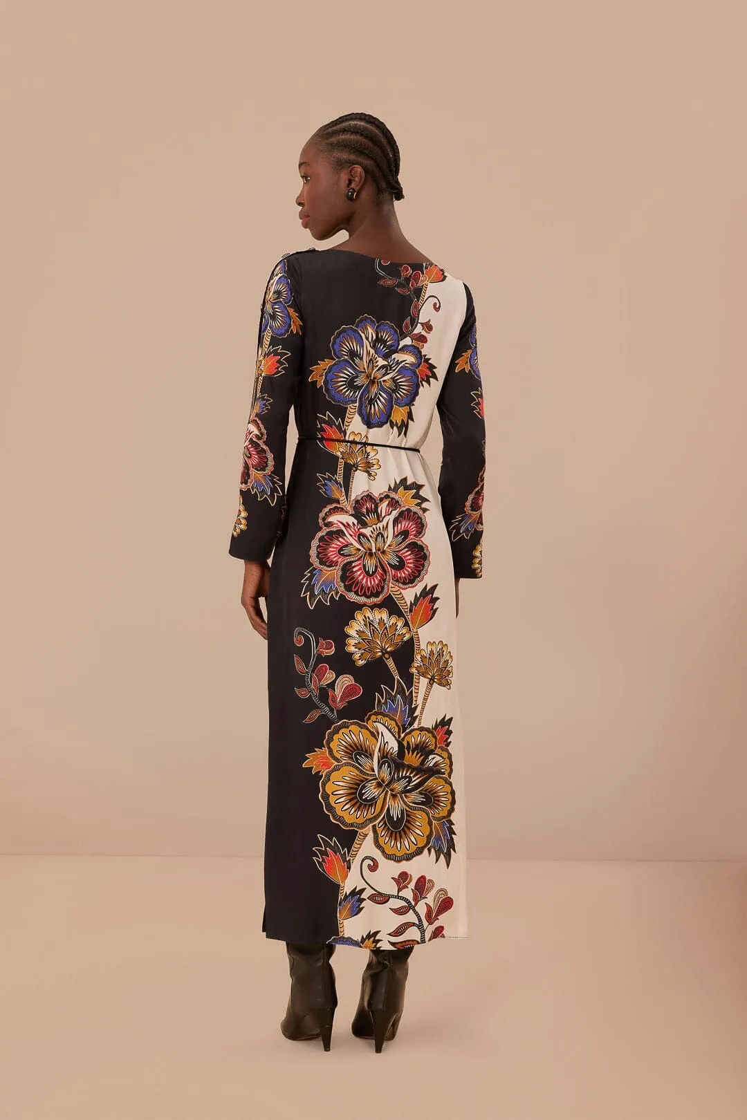 Urban Casual Glam Lady Black And White Maxi Floral LENZING? ECOVERO? Viscose Midi Dress