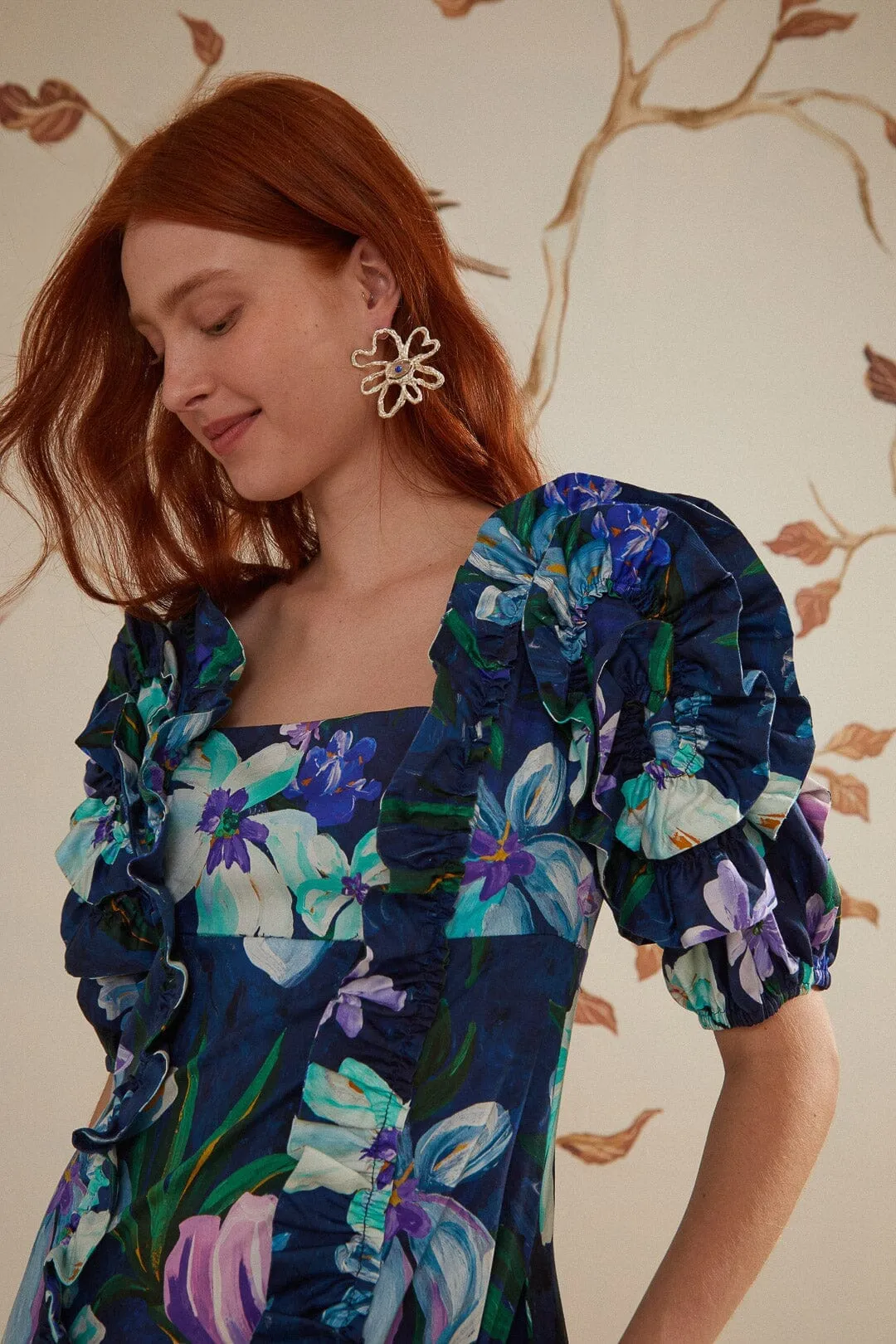 Casual yet dressy midi Floraline Ruffle Short Sleeve Midi Dress