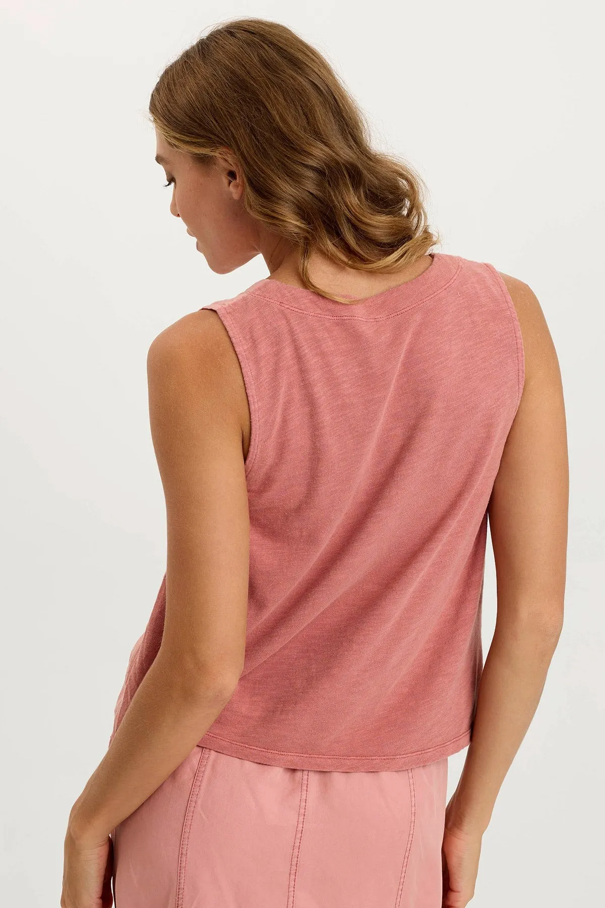 Matte Fit Basic Core Massimo Twill/Jersey Wide-Neck Tank
