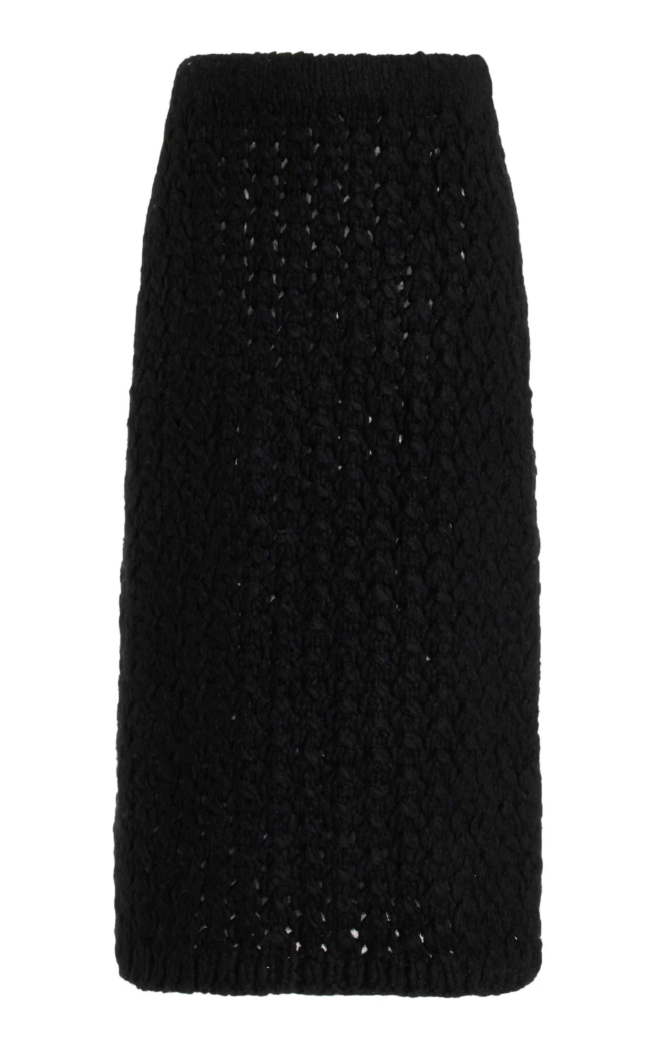 Model Edge Collin Knit Midi Skirt in Black Welfat Cashmere