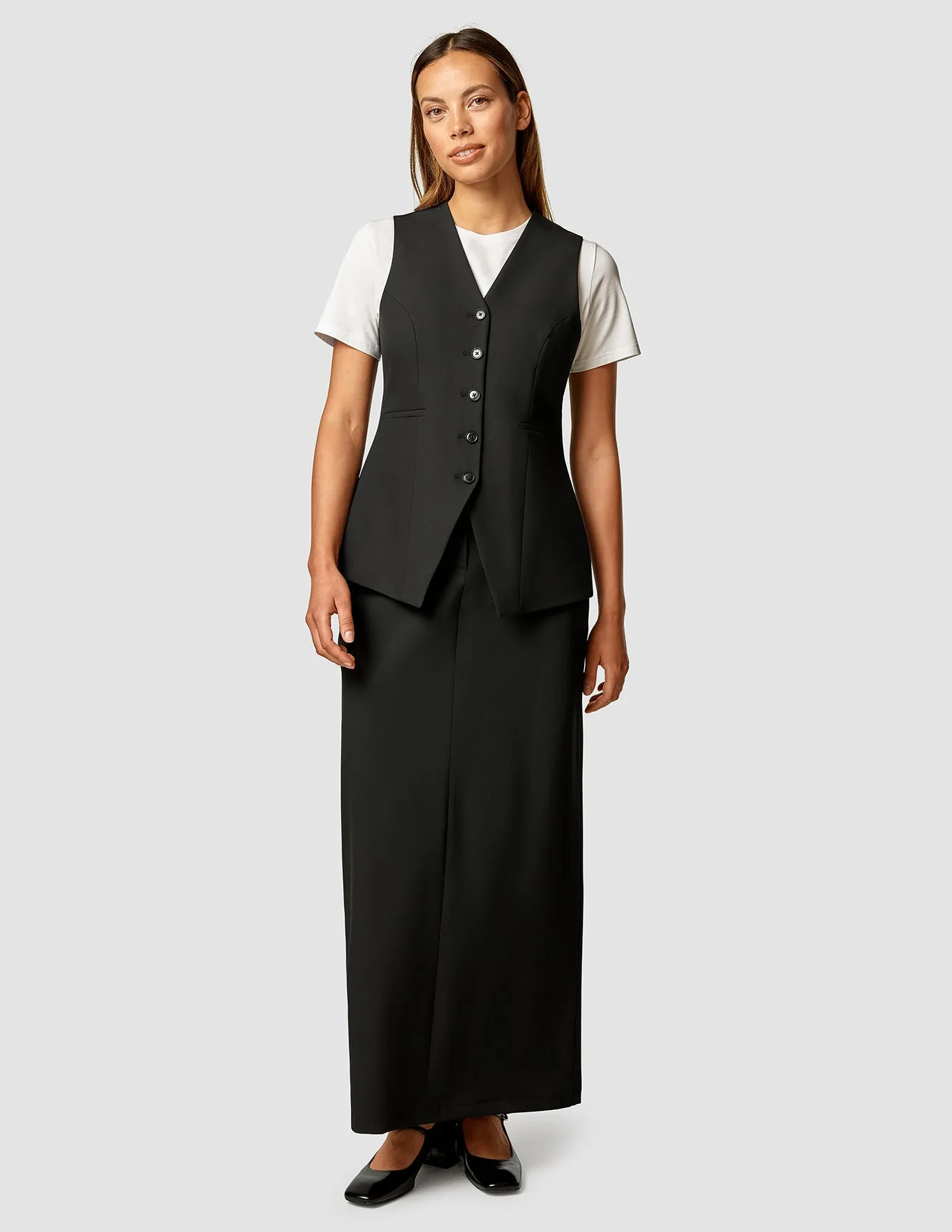 Easy Care Evening Outing Essential Maxi Skirt Black
