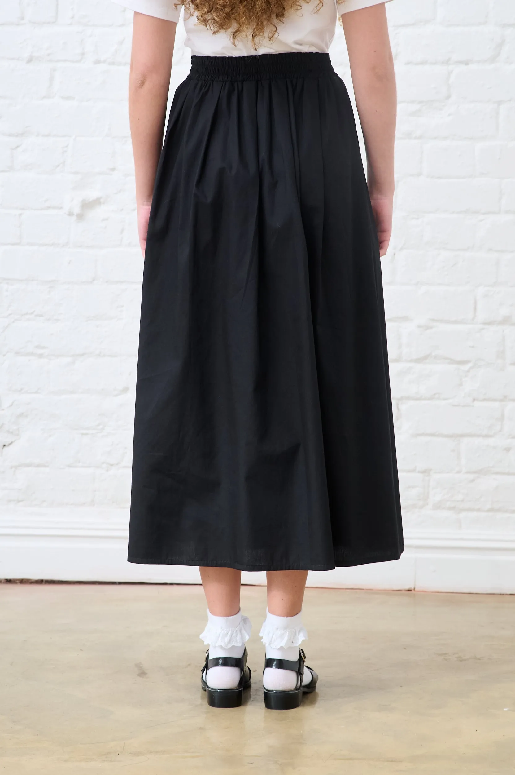 Cotton Maxi Skirt in Black Red Carpet Look