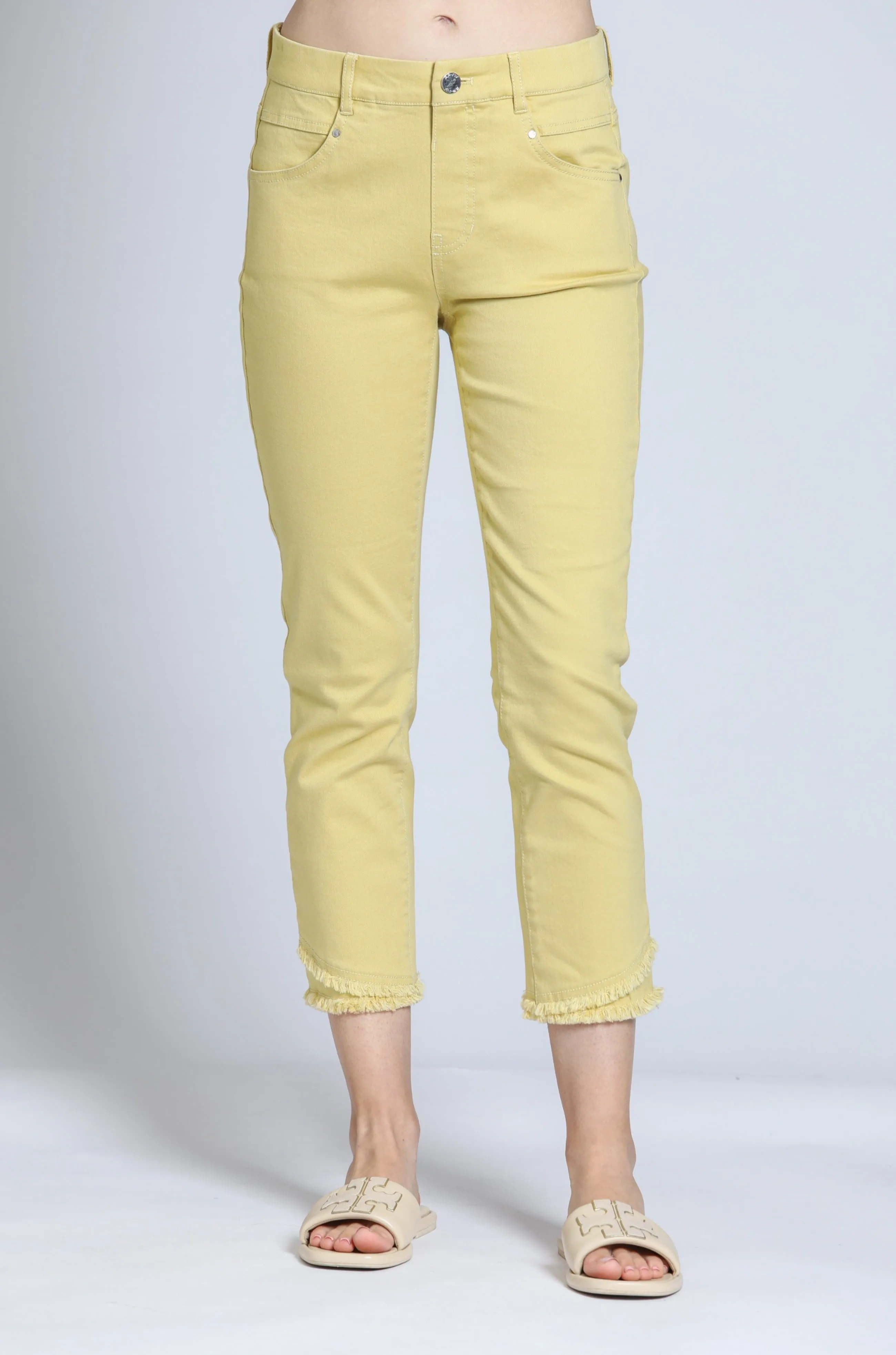 Olivia Pull-On Crop Frayed Jean StretchWaistband