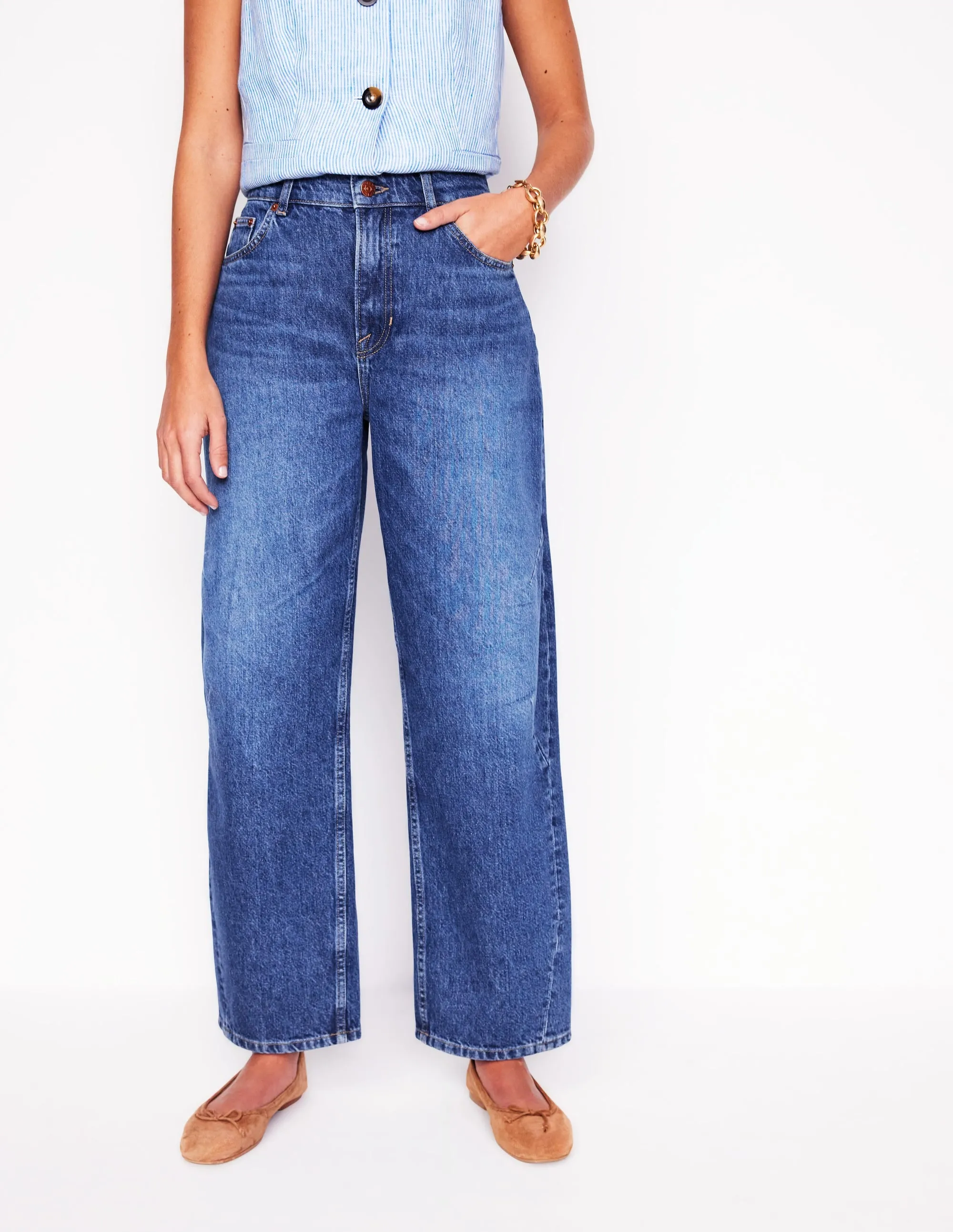 Travel Outfit Music Event Barrel Leg Jeans-Mid Vintage