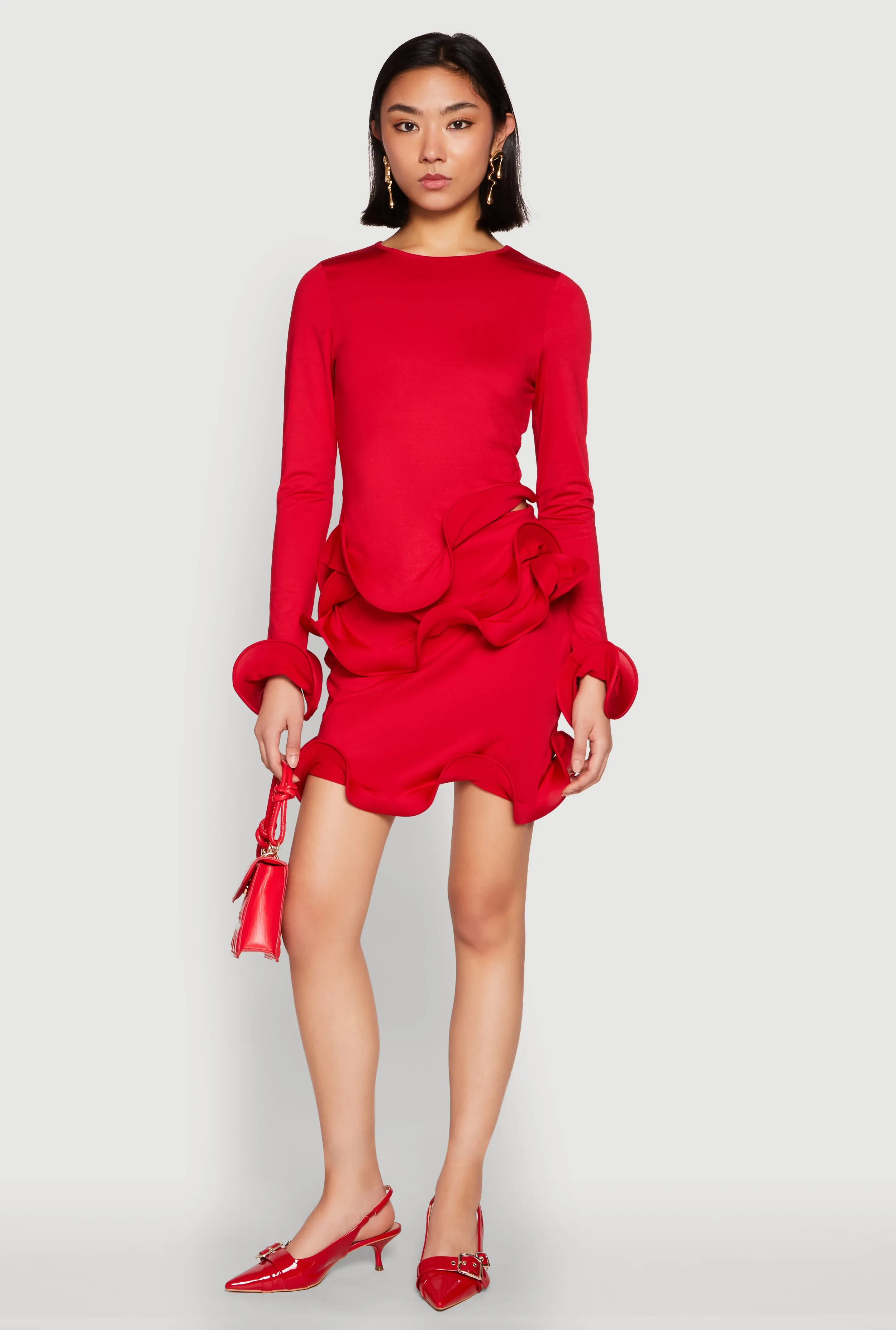 Curve Friendly Adjustable Fastening Wave Structured Trim Skort