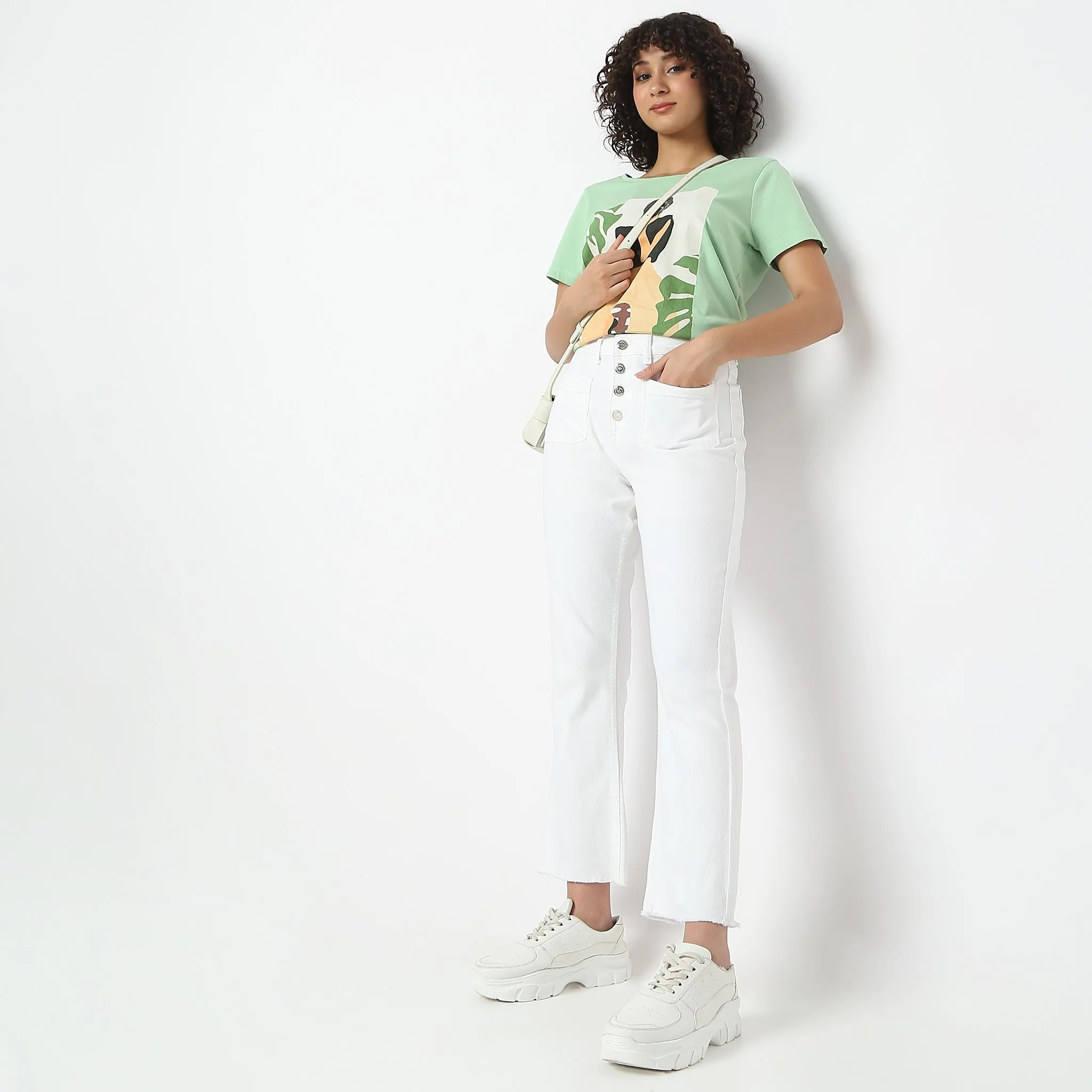 Boot Cut Ankle Length High Rise Jeans Flight Fit