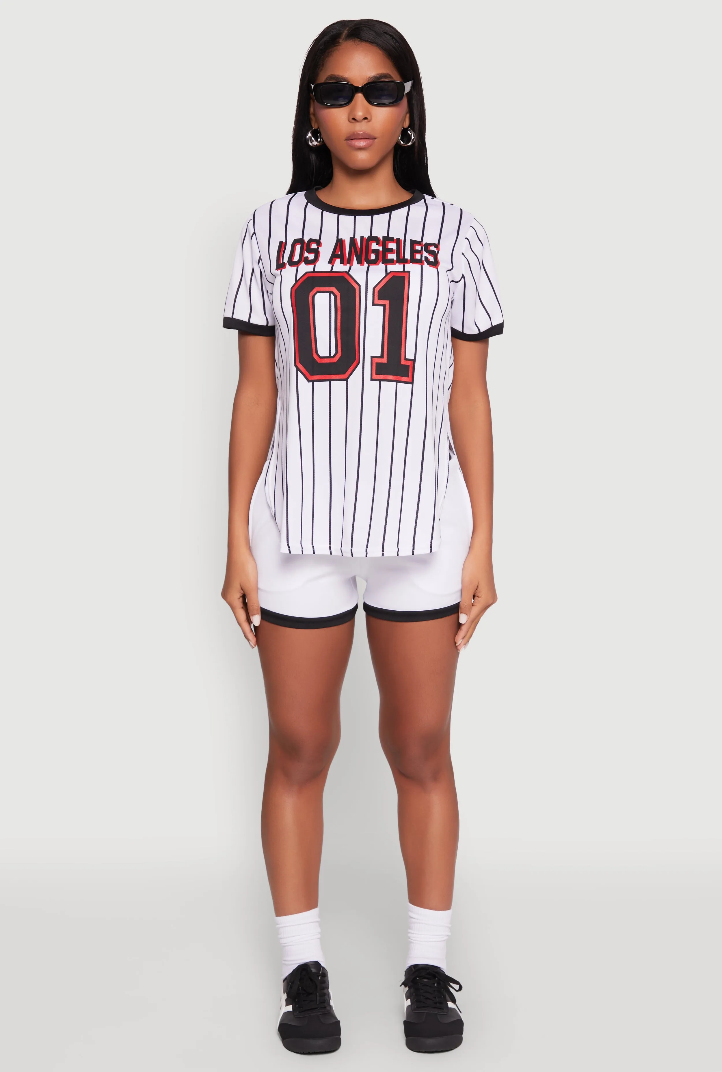 Los Angeles 01 Pinstripe Baseball Jersey Outdoor Layer Soft Brushed Finish
