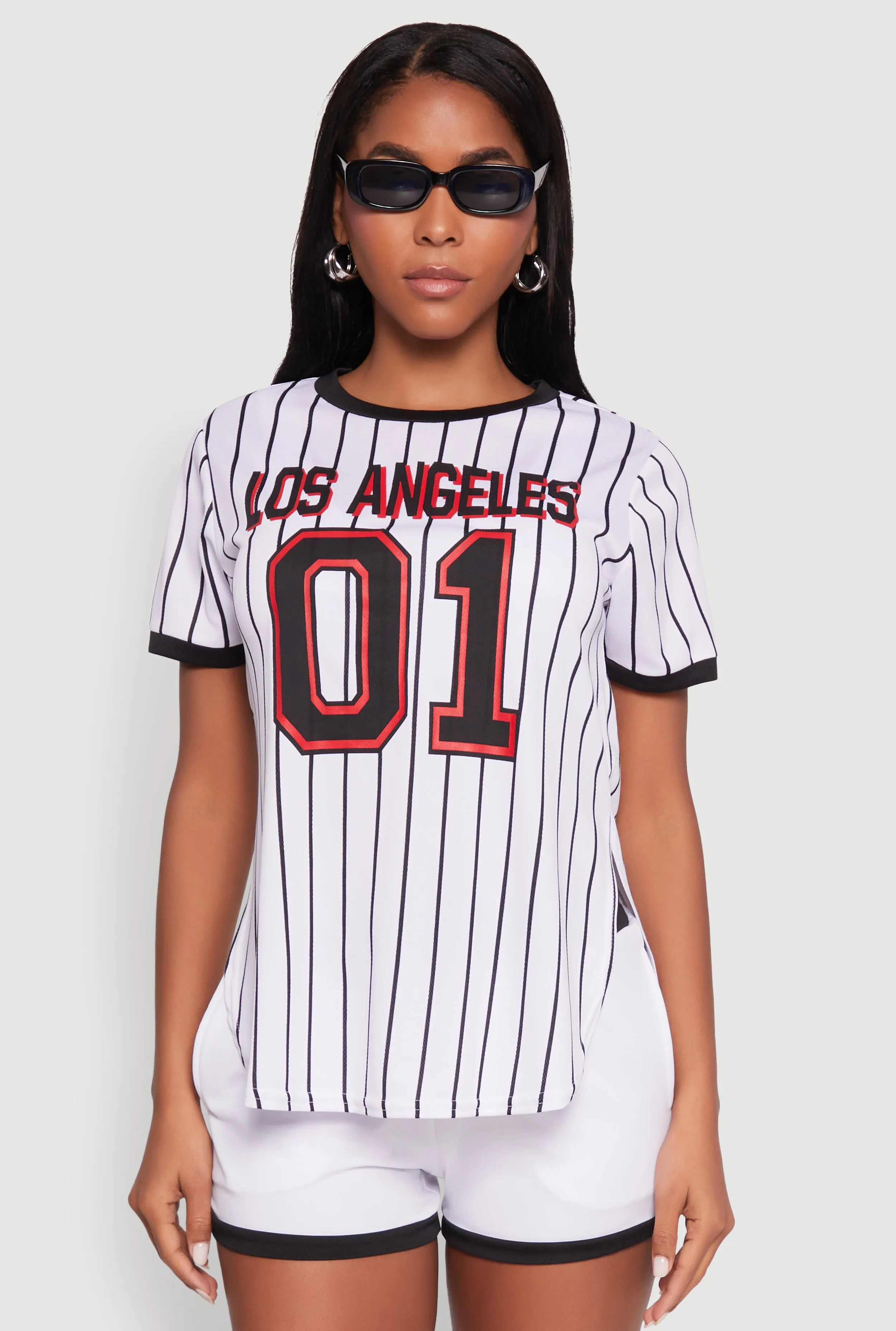 comfortable top Los Angeles 01 Pinstripe Baseball Jersey