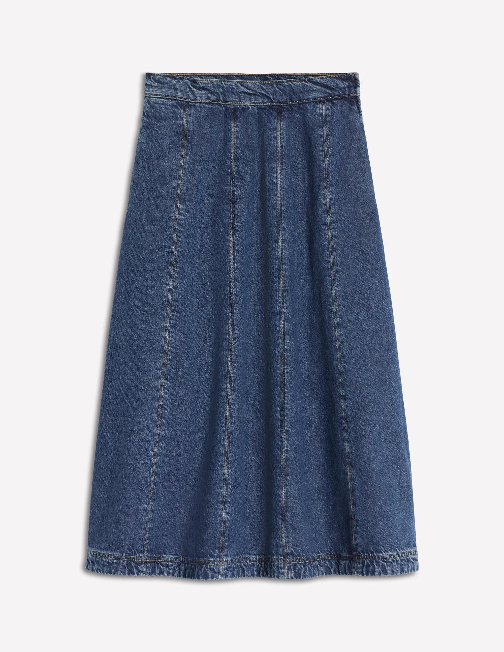 Iconic Style Joy Panelled Denim Skirt-Mid Wash