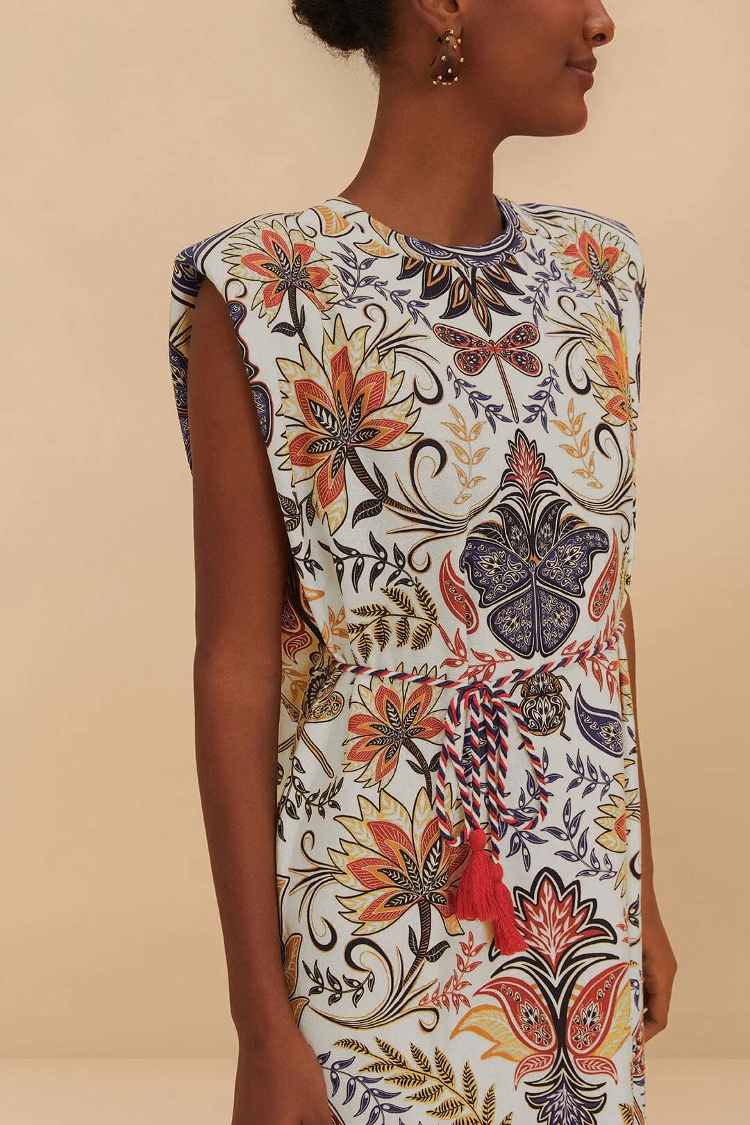 Off-White Boho Glam Midi Dress Elegant dress for brunch Stylish dress for garden party