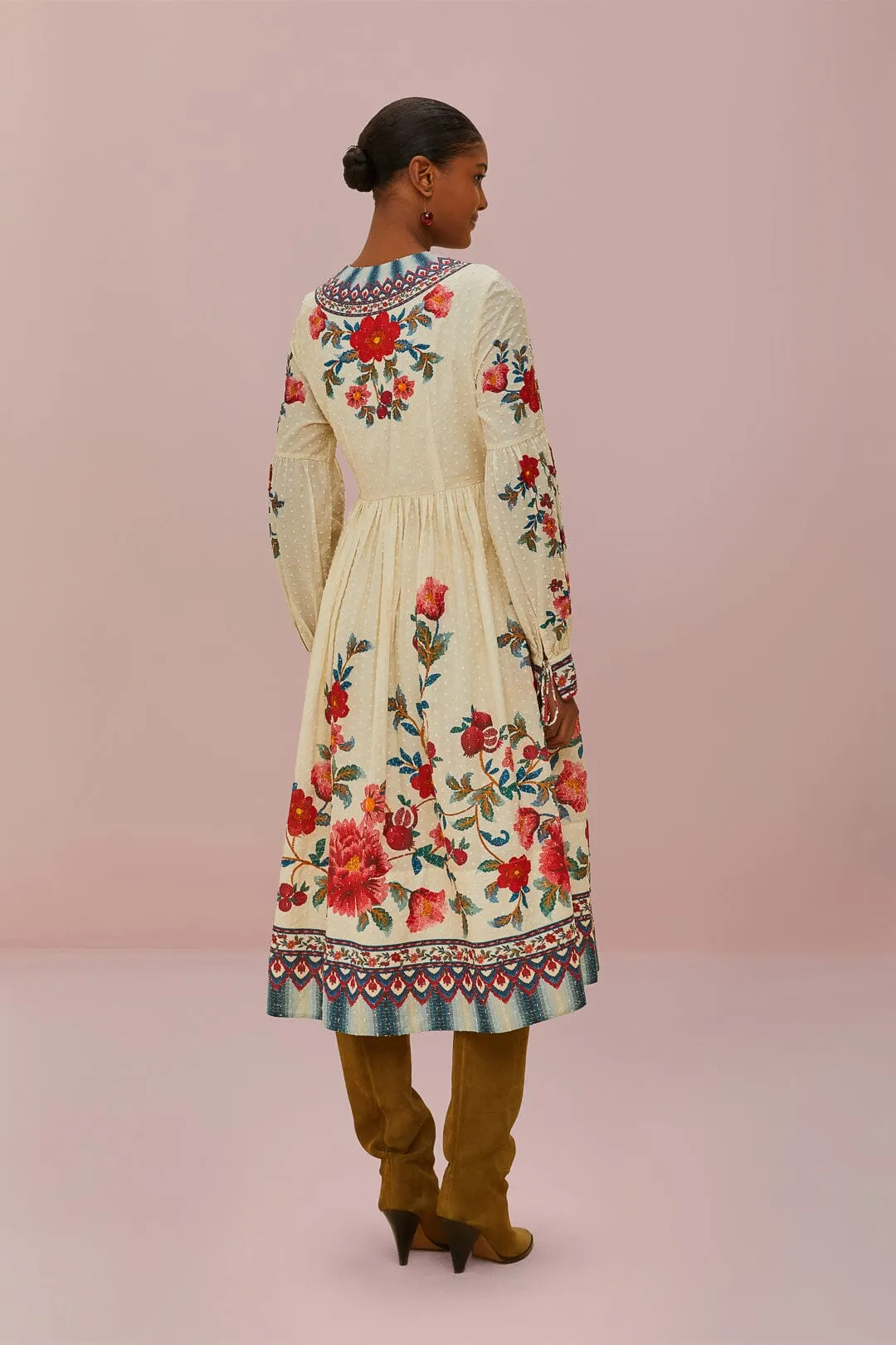 Sand Mosaic Garden Wrap Midi Dress High impact Airy Shape