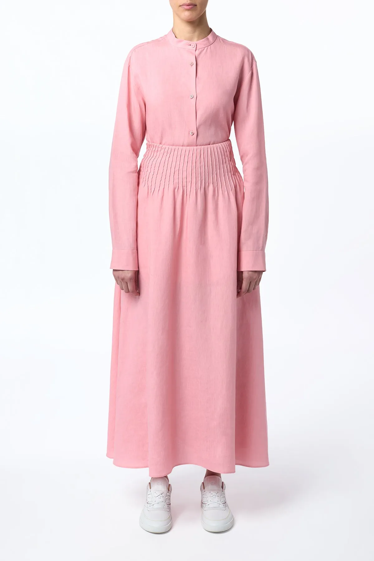 Party Ready ZeroChafeSeams Penelope Midi Skirt in Rosa Aloe Linen