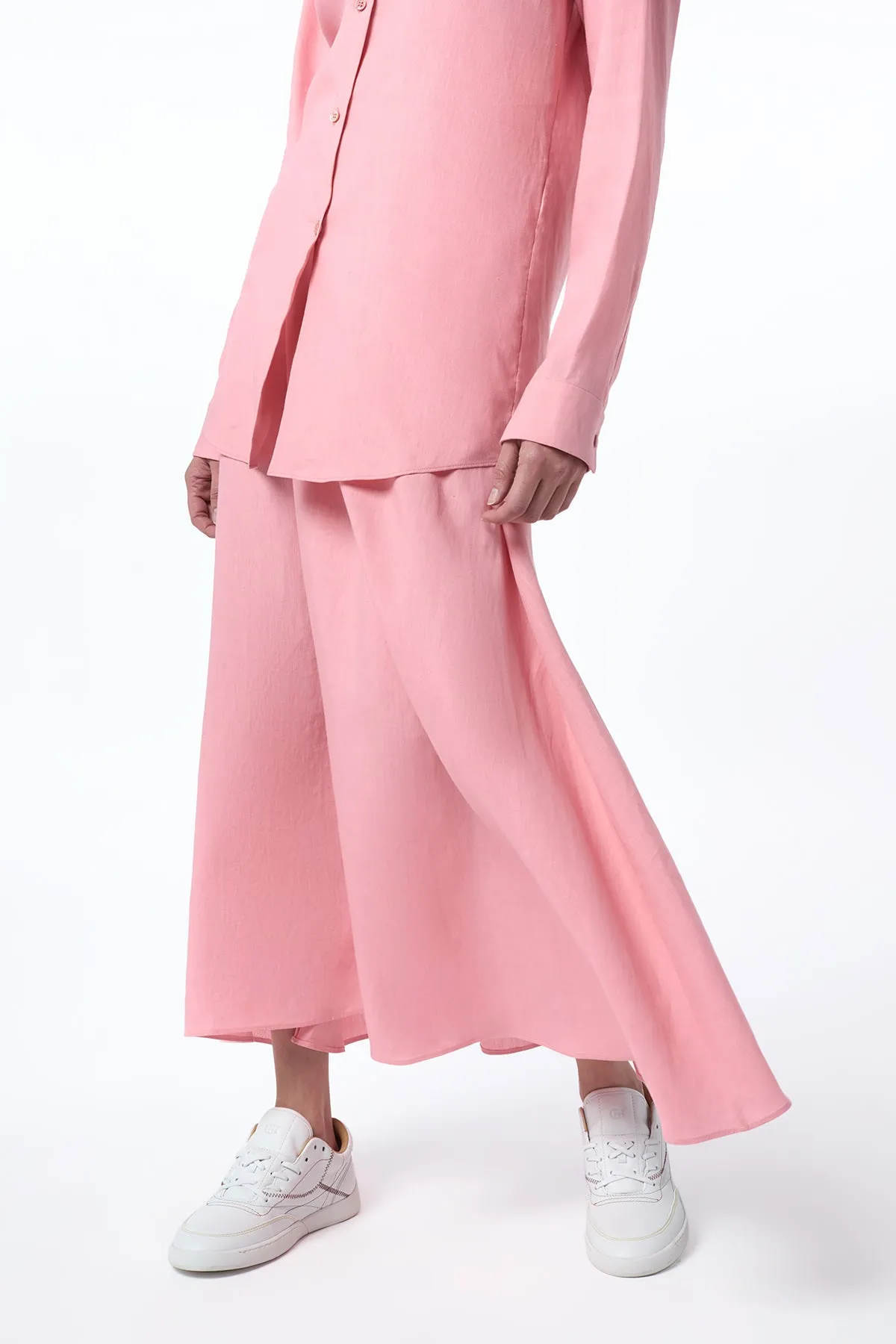 Penelope Midi Skirt in Rosa Aloe Linen Love Glow