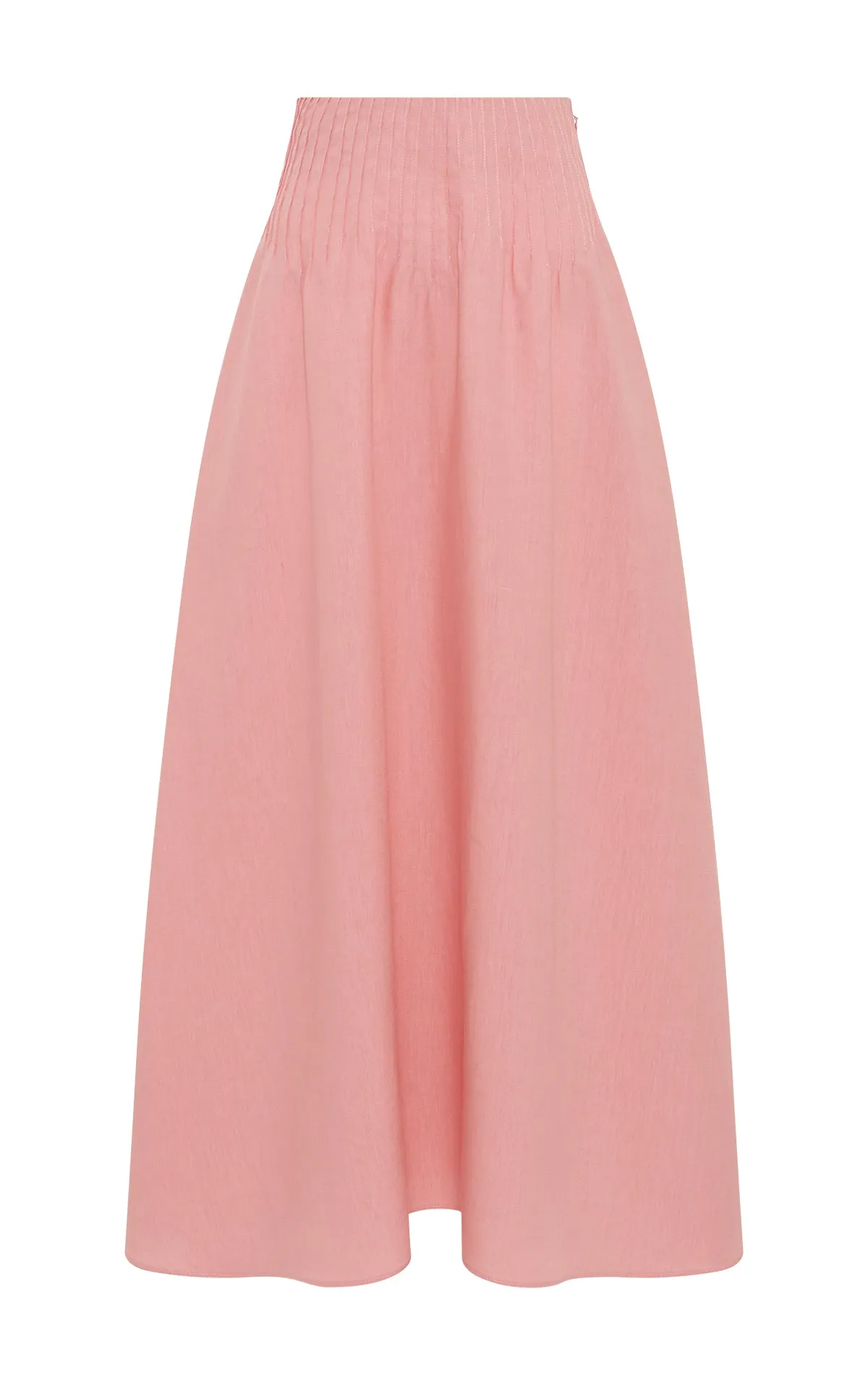 Penelope Midi Skirt in Rosa Aloe Linen Non Irritating Seams