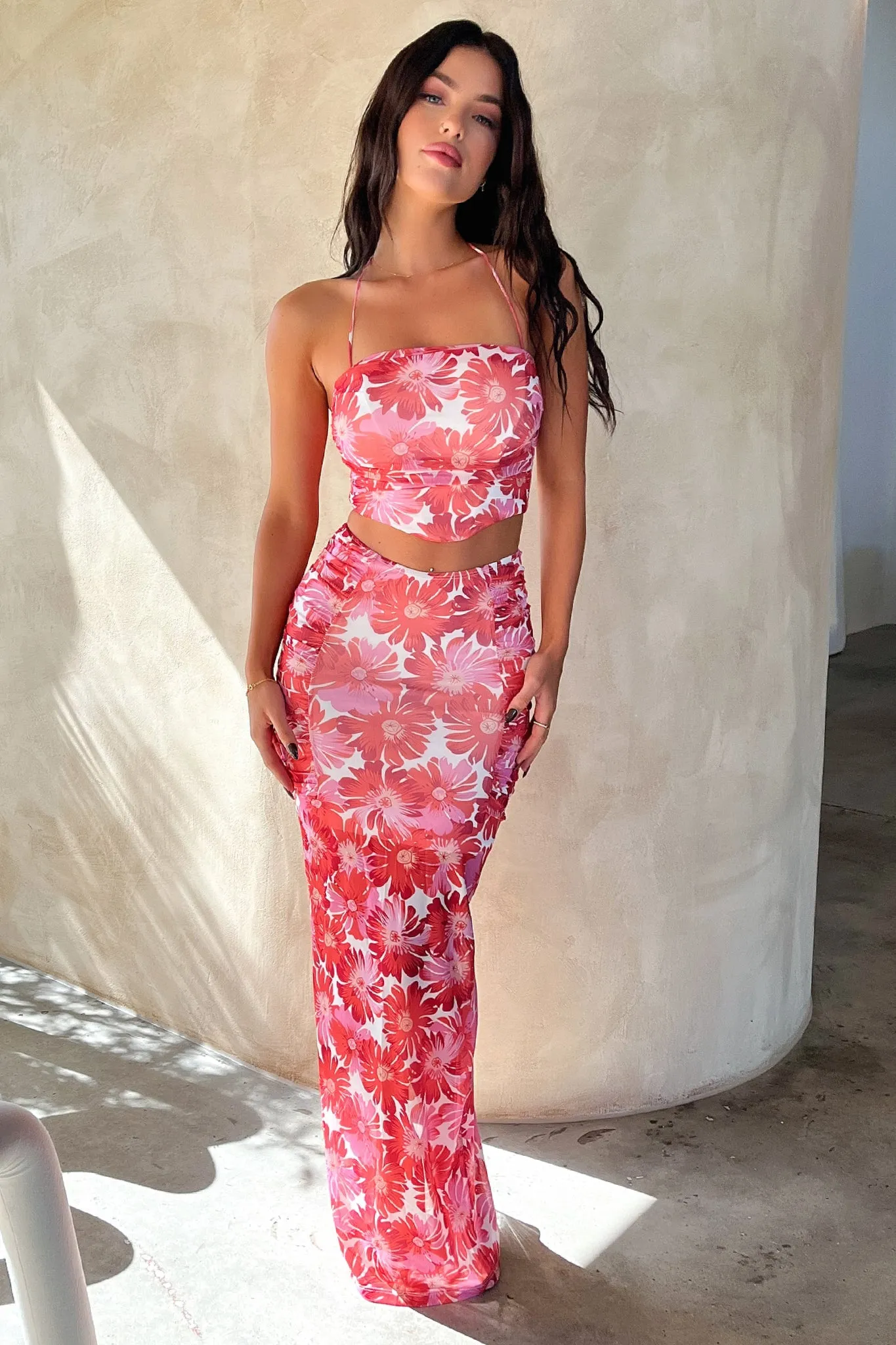 Zari Skirt - Red Floral Future Fashion garden party